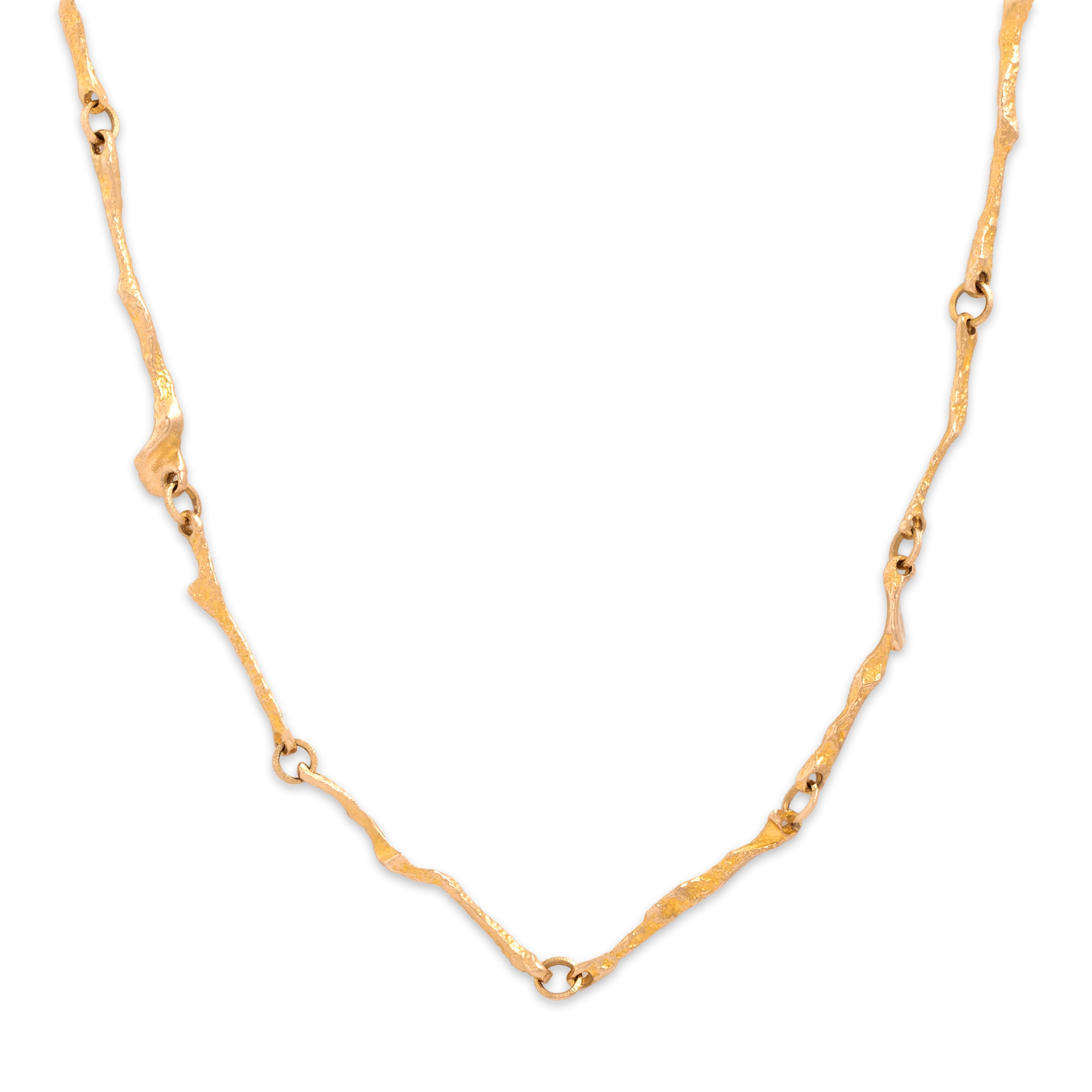 Vintage 14k Yellow Gold Spiny Brutalist Link Necklace - detail view #1