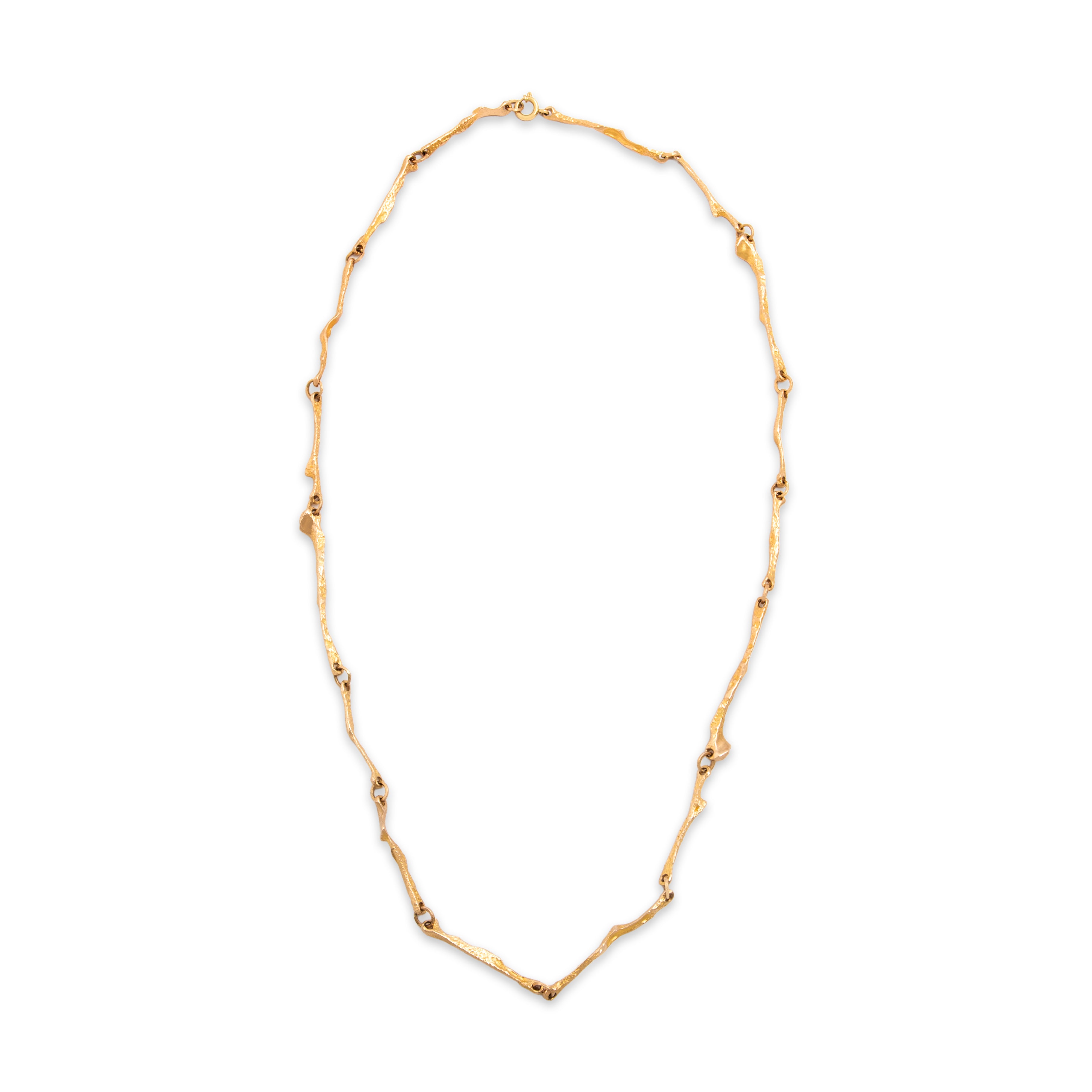 Vintage 14k Yellow Gold Spiny Brutalist Link Necklace - Overall view