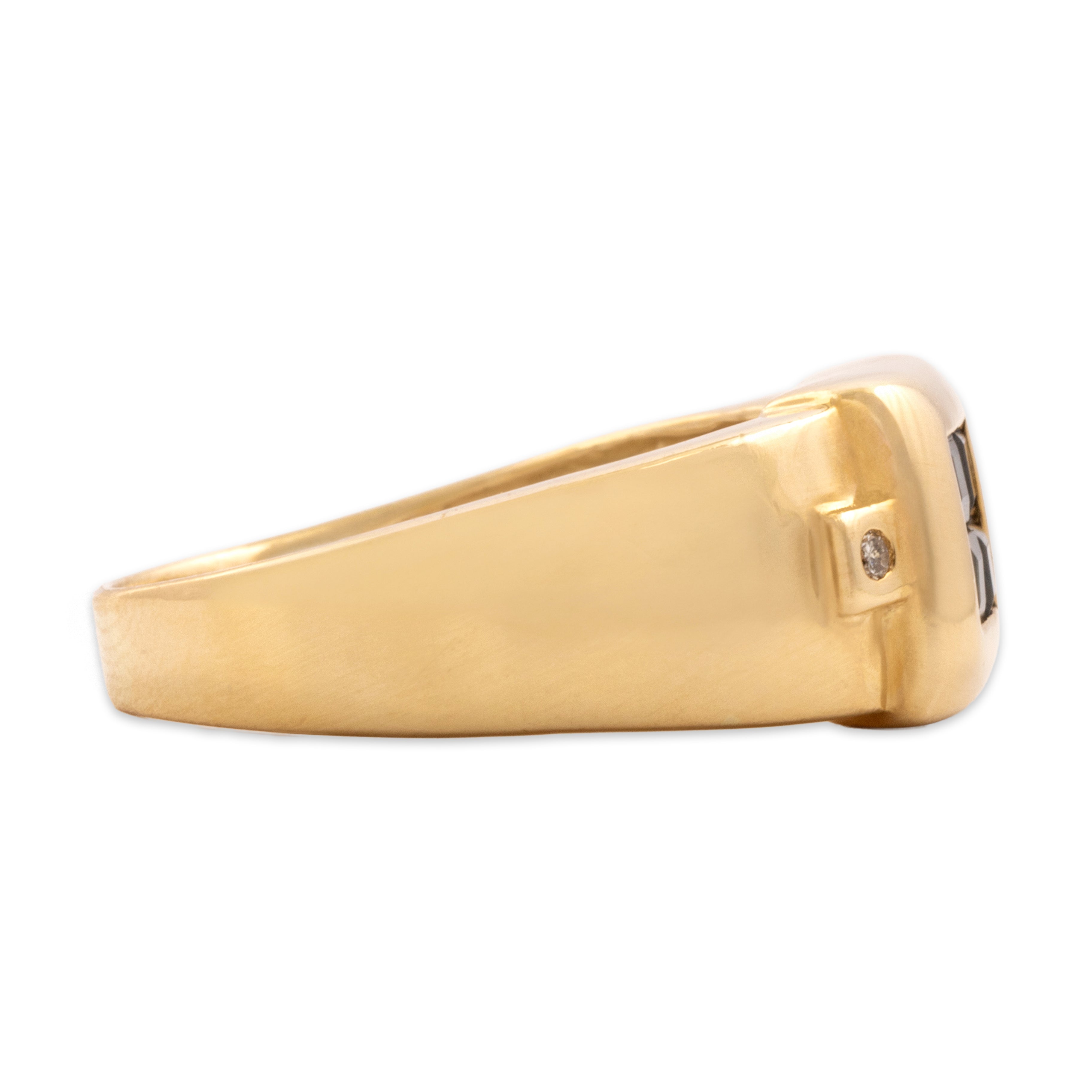 Vintage 14k Yellow Gold .68cttw Blue Sapphire Diamond Bold Geometric Square Ring - Side view