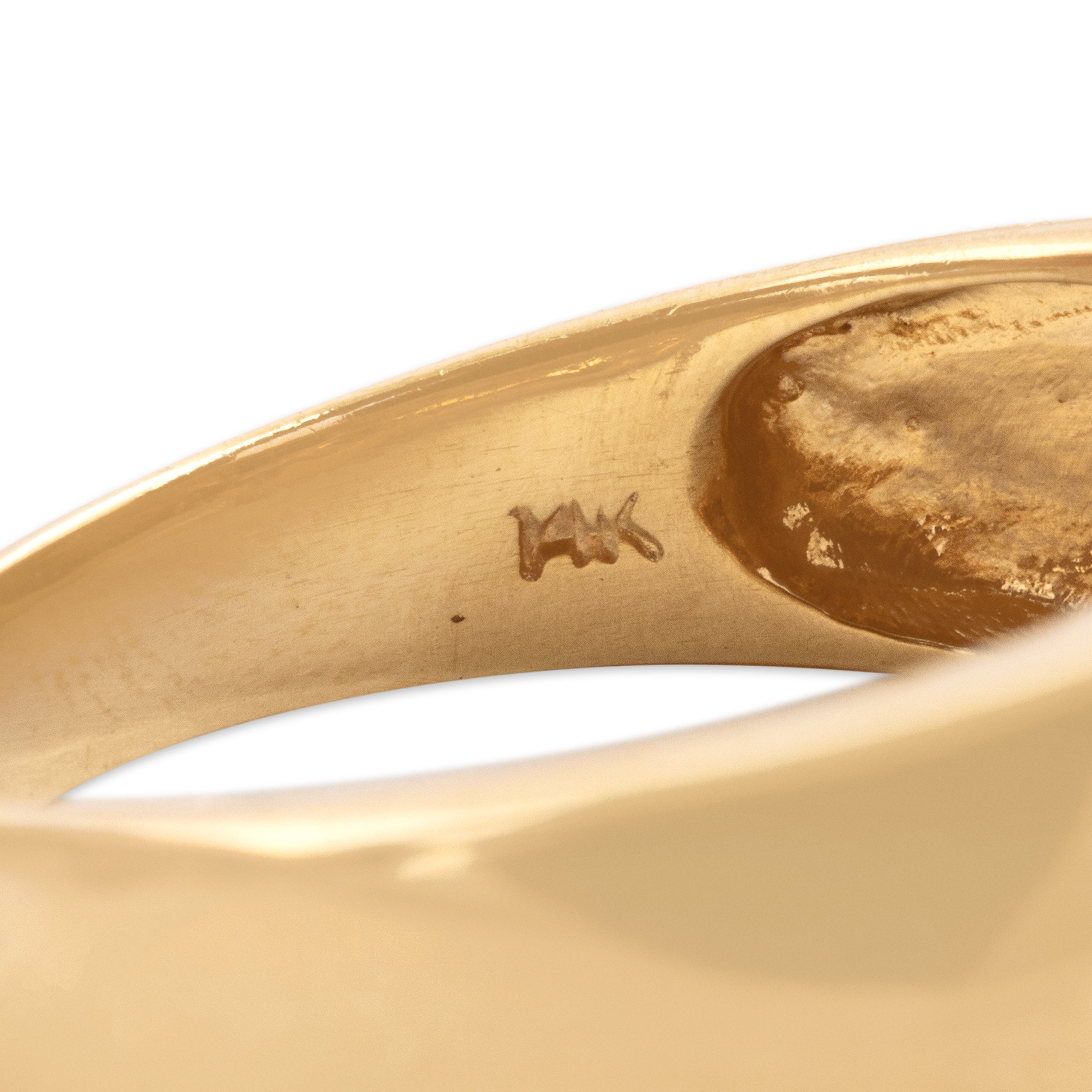 Vintage 14k Yellow Gold .68cttw Blue Sapphire Diamond Bold Geometric Square Ring - Hallmark view