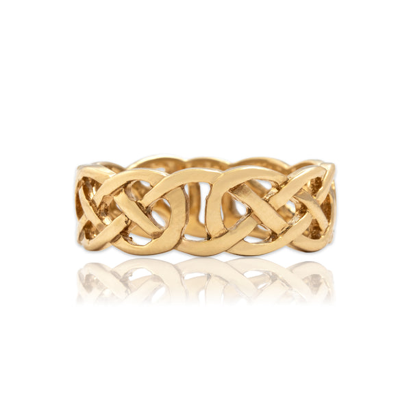 Vintage 9k Yellow Gold Celtic Knot Eternity Band Ring 10.00