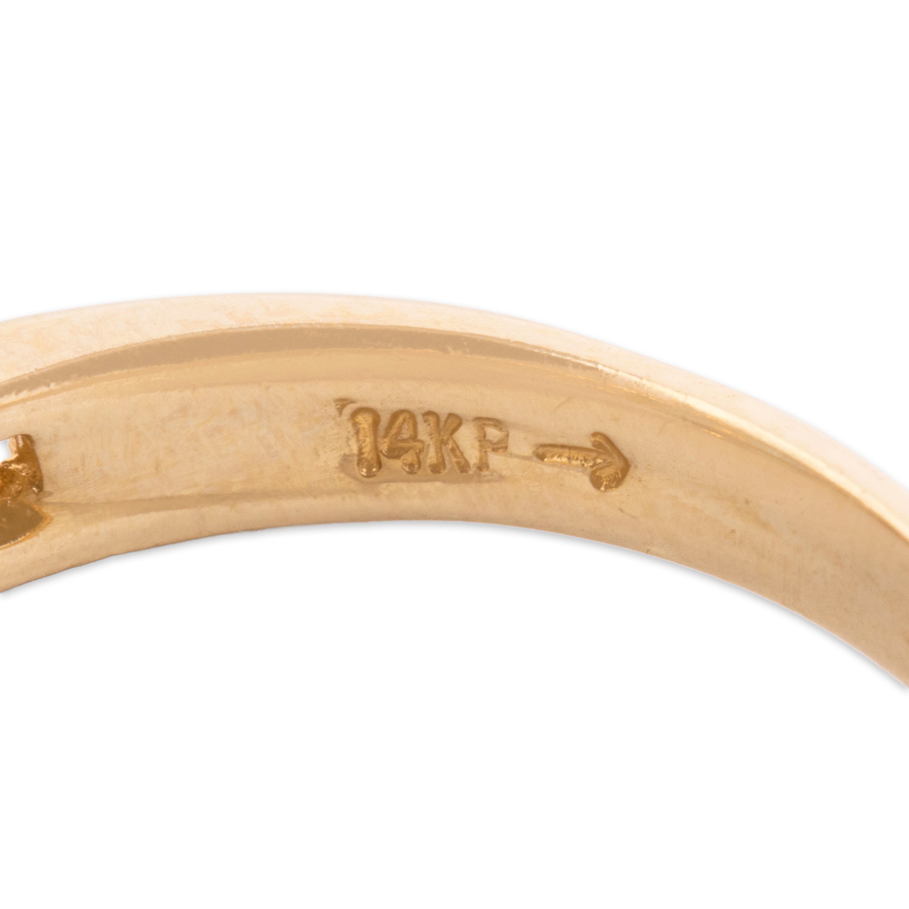 Vintage 14k Yellow Gold .93cttw Blue Topaz Diamond Scroll Design Ring - Hallmark view