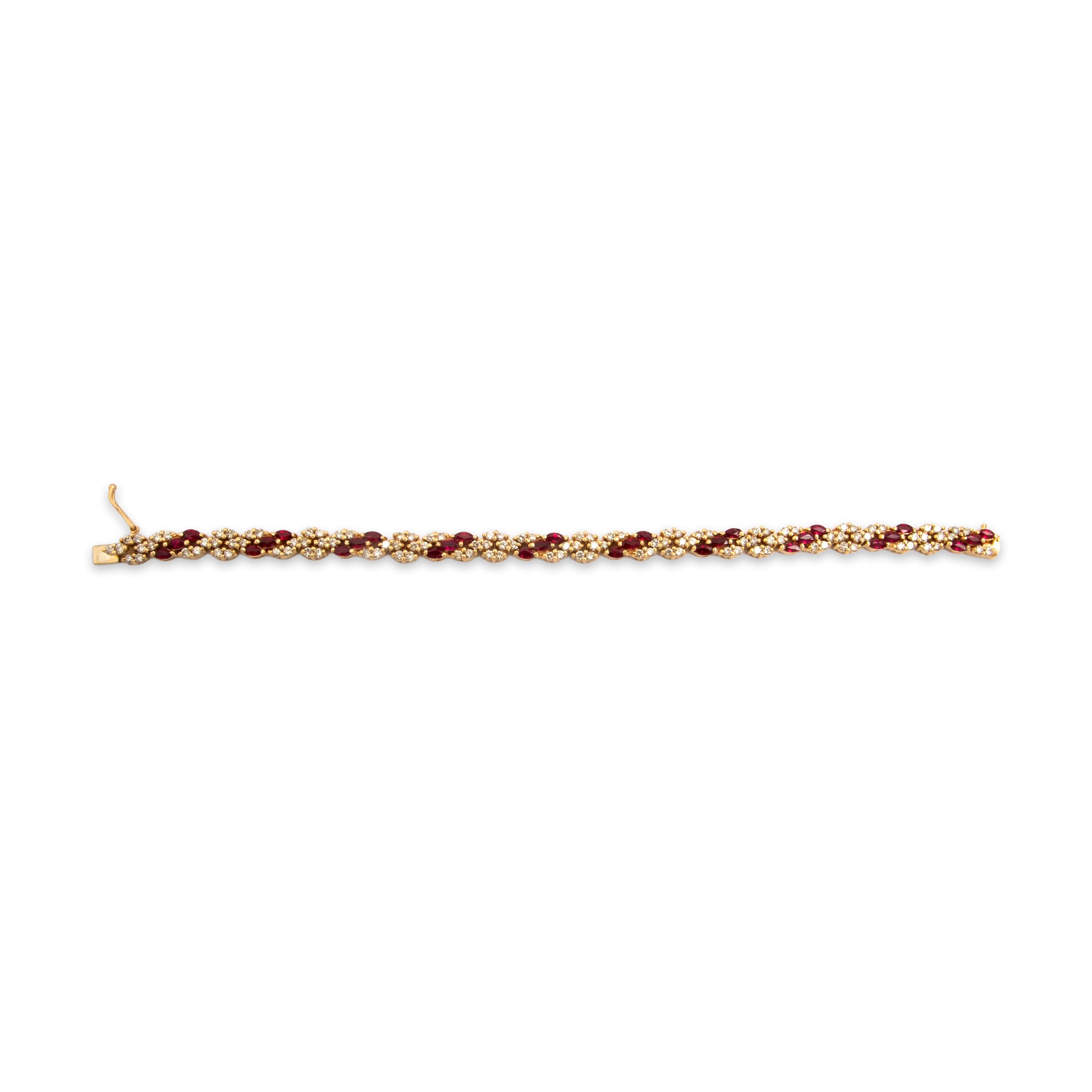 Vintage 14k Yellow Gold 2.48cttw Diamond 2.45cttw Ruby Beautiful Sparkling Link Bracelet - Overall view