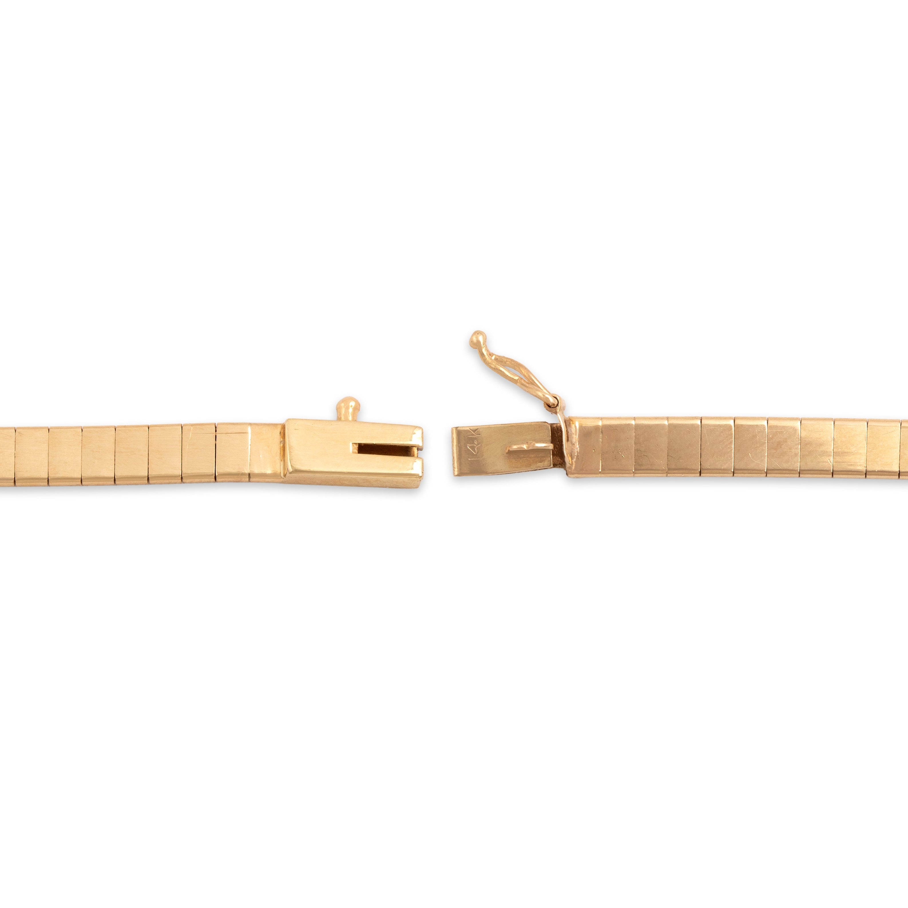 Vintage 14k Yellow Gold .8cttw Ruby .69cttw Diamond Spectacular Banded Channel Bracelet - clasp view