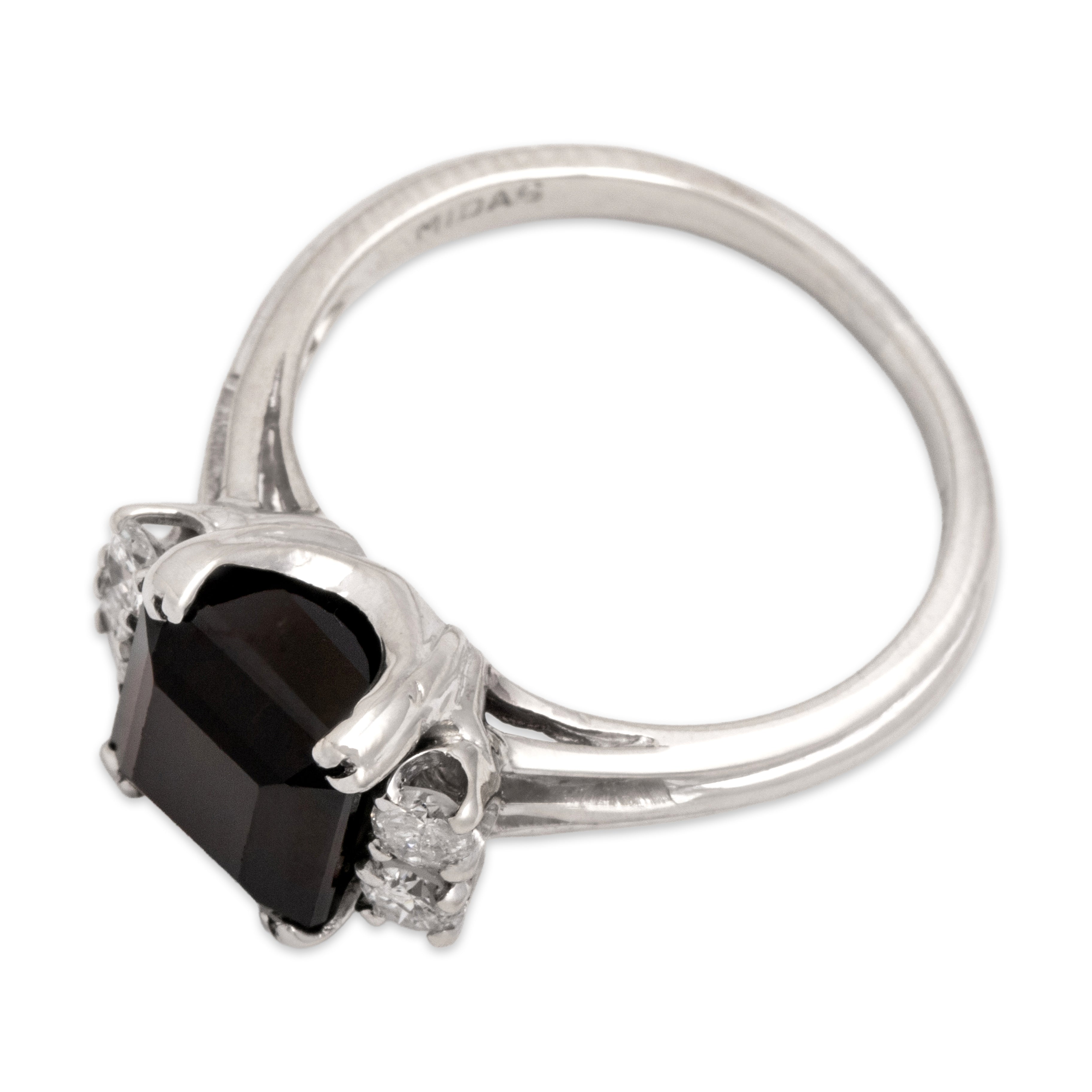 Vintage 14k White Gold 2.48ct Green Tourmaline Diamond Flashing Square Split-Shoulder Ring - Overall view