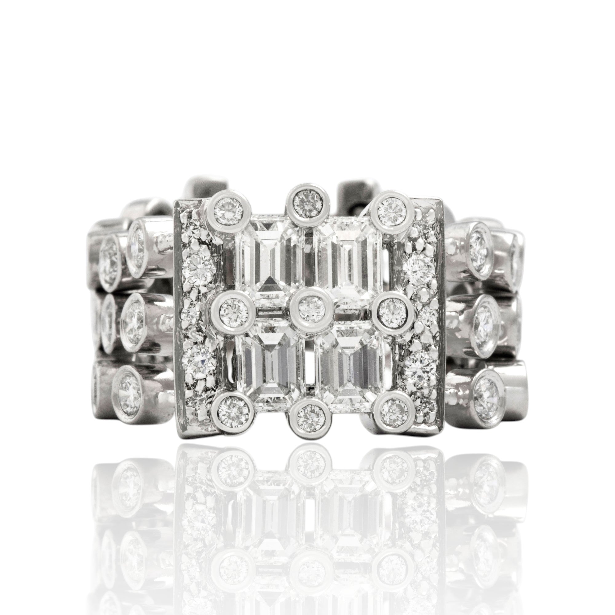 Vintage Platinum 2.19cttw Diamond Exceptional Mixed-Cut Chain Ring 8.00