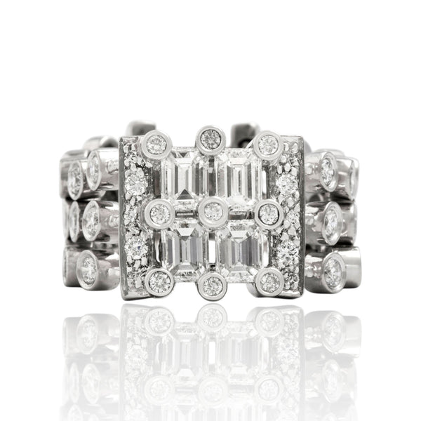 Vintage Platinum 2.19cttw Diamond Exceptional Mixed-Cut Chain Ring 8.00