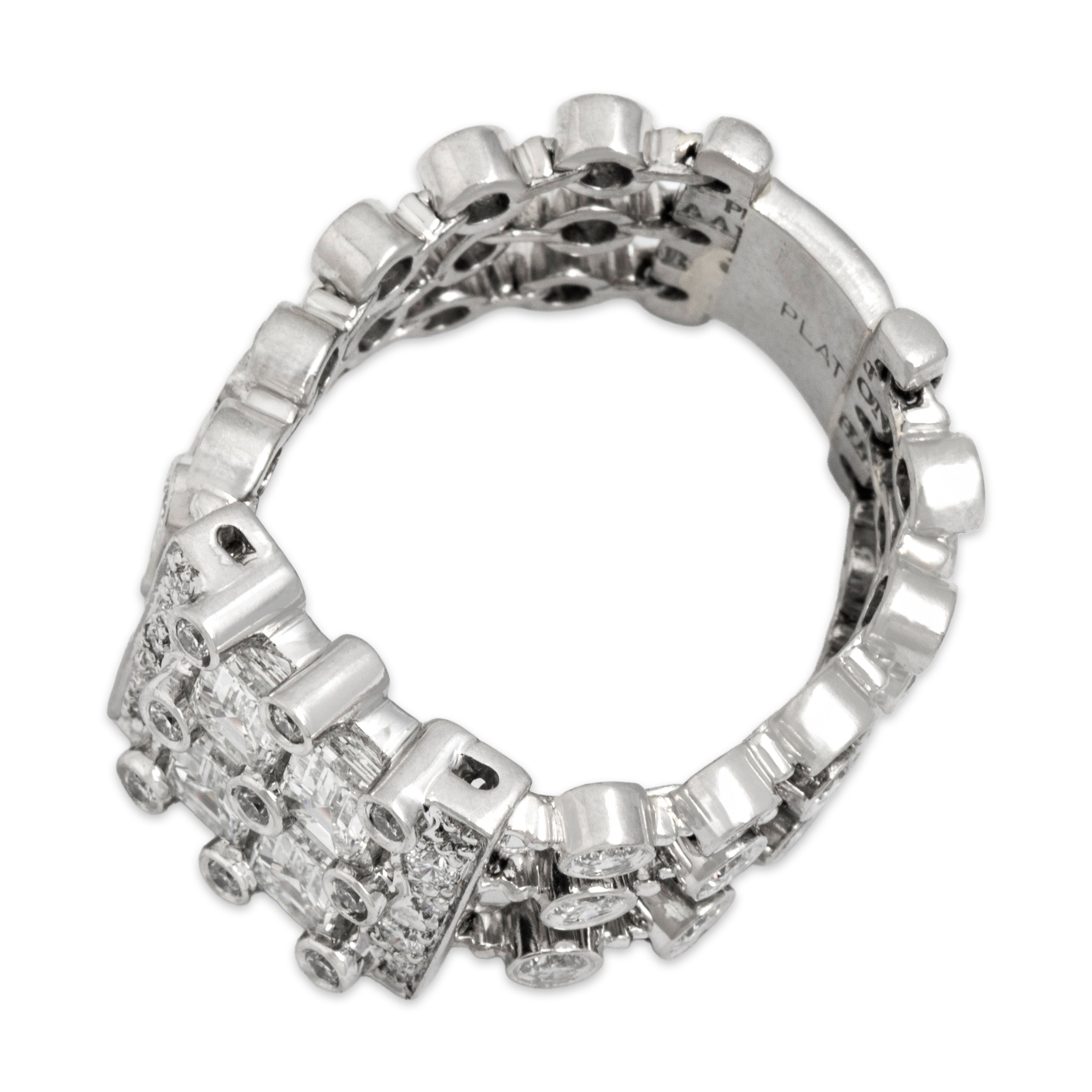 Vintage Platinum 2.19cttw Diamond Exceptional Station Chain Ring - Overall view