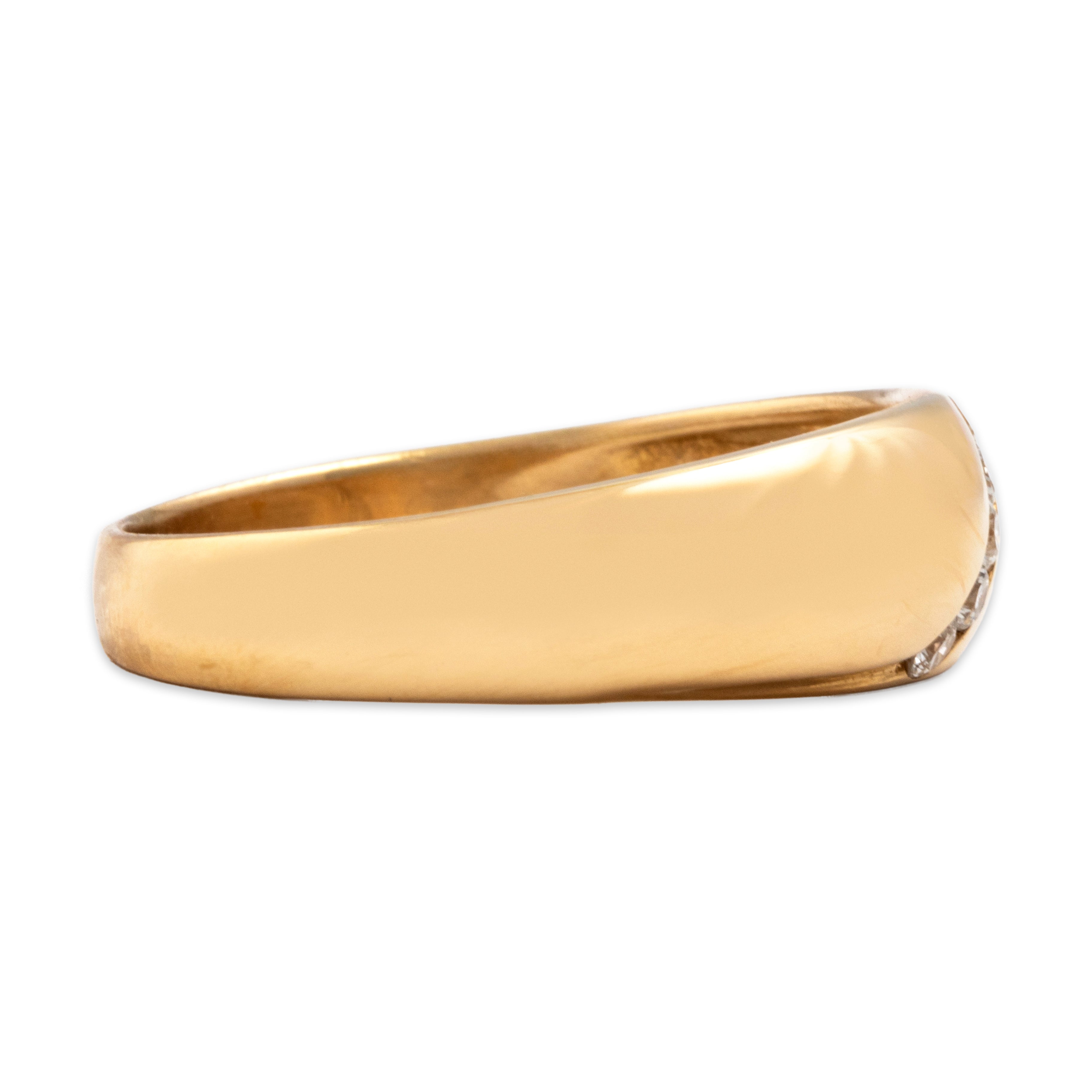 Vintage 14k Yellow Gold Diamond Domed Wave Ring - Side view