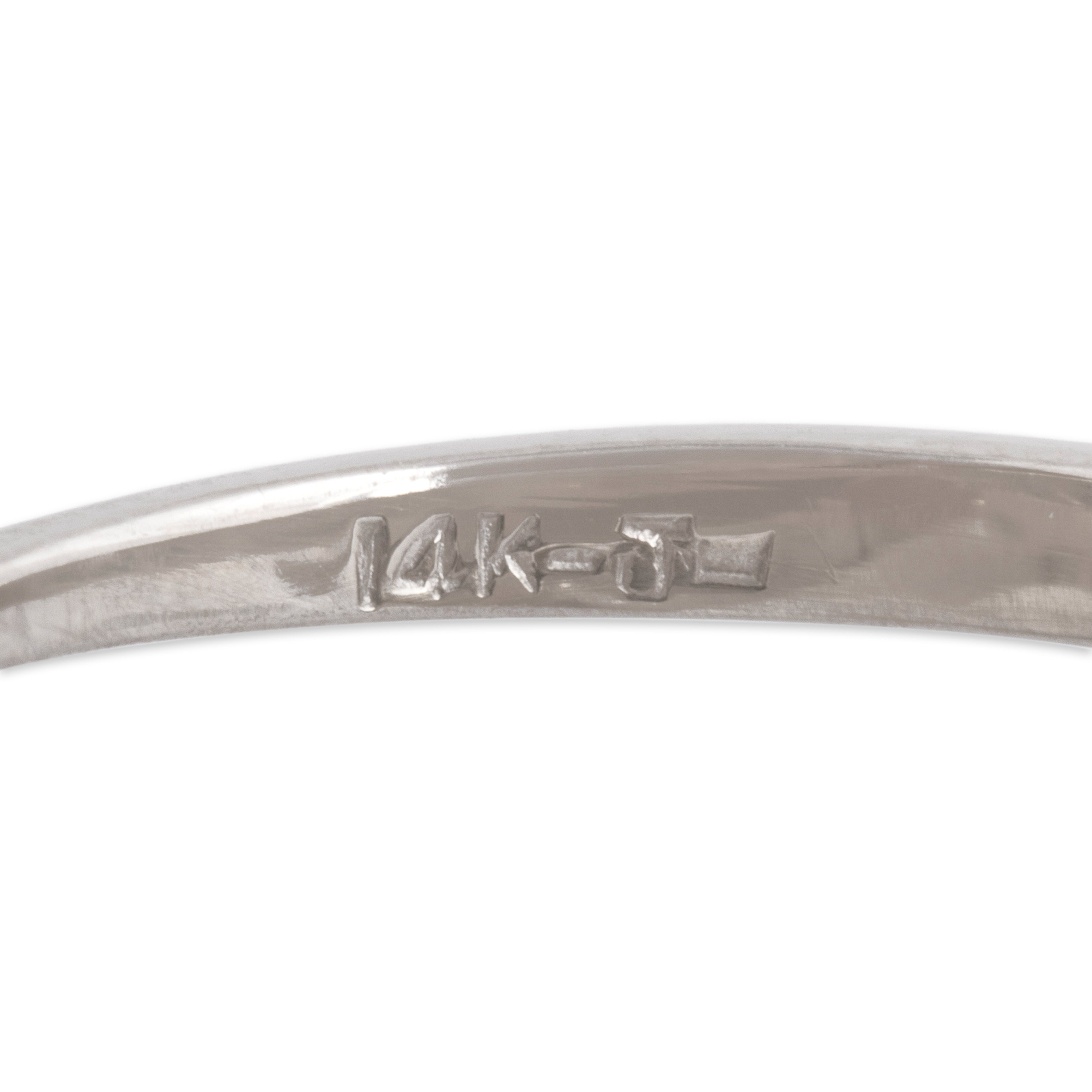 Vintage 14k White Gold 1.43ct Opal Diamond Sparkling Iridescent Oval Halo Ring - Hallmark view