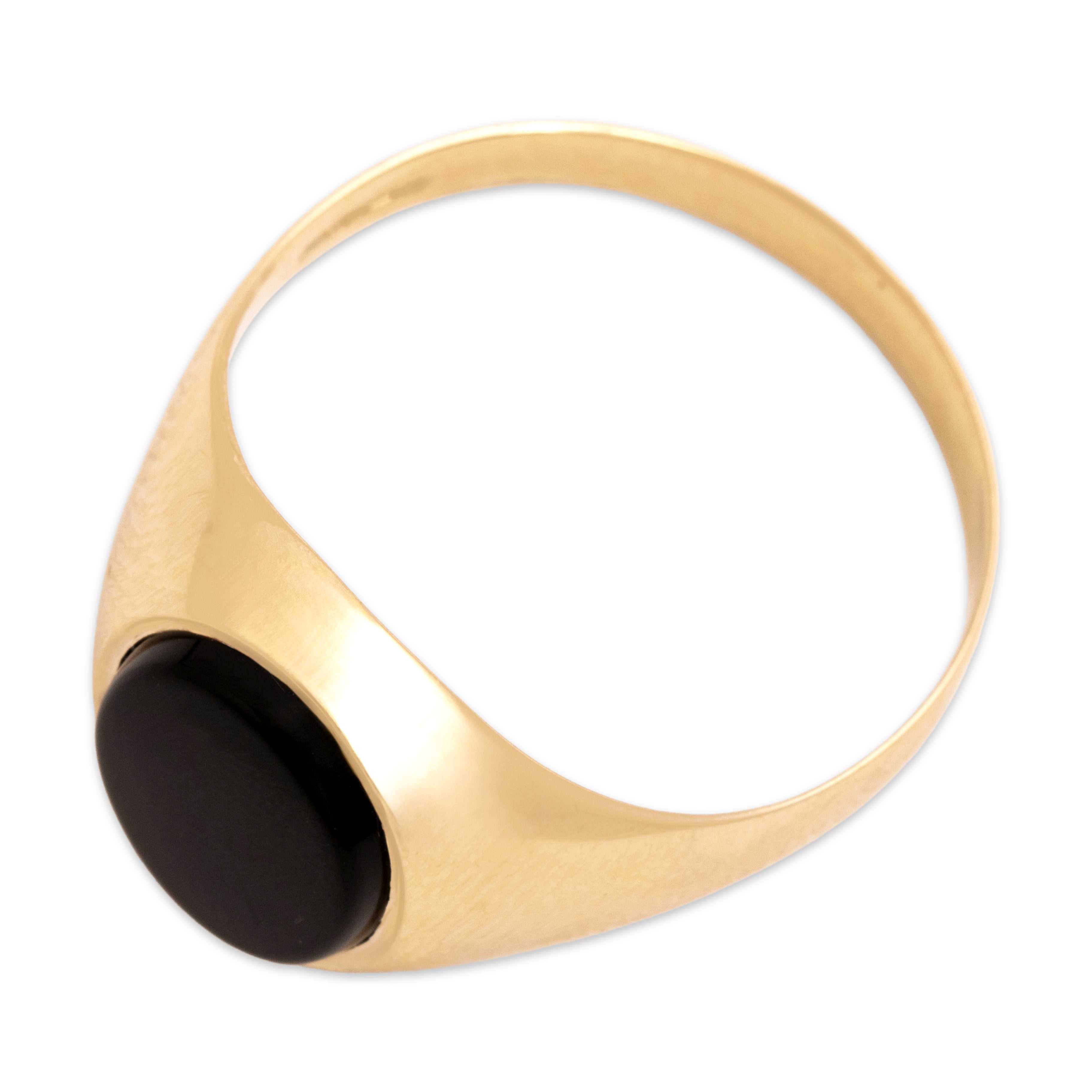 Vintage English 9k Yellow Gold 1.91ct Onyx Classic Sleek Oval Ring - Overall view