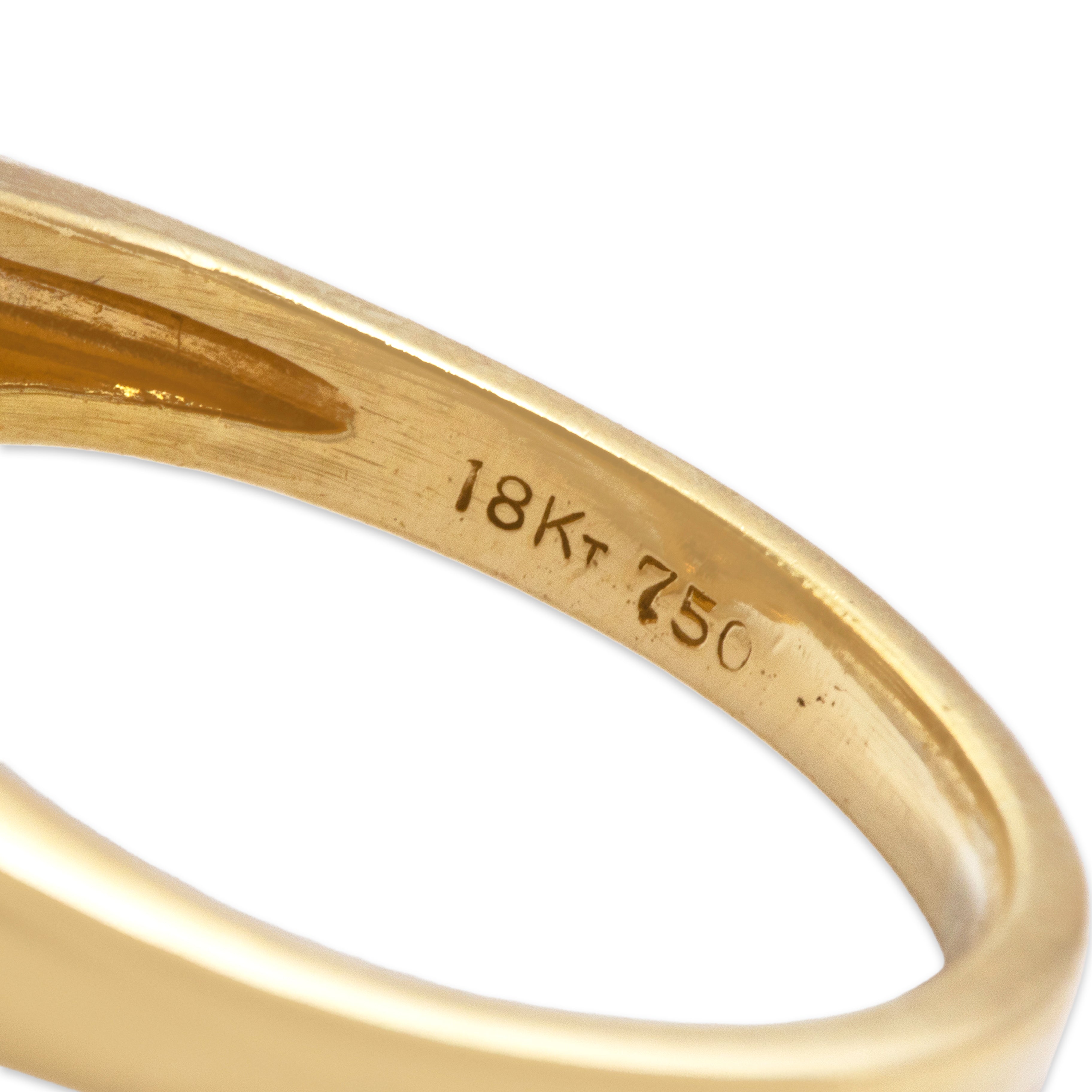 Vintage 18k Yellow Gold .55cttw Diamond .52ct Blue Sapphire Dazzling Marquise Halo Ring - Hallmark view