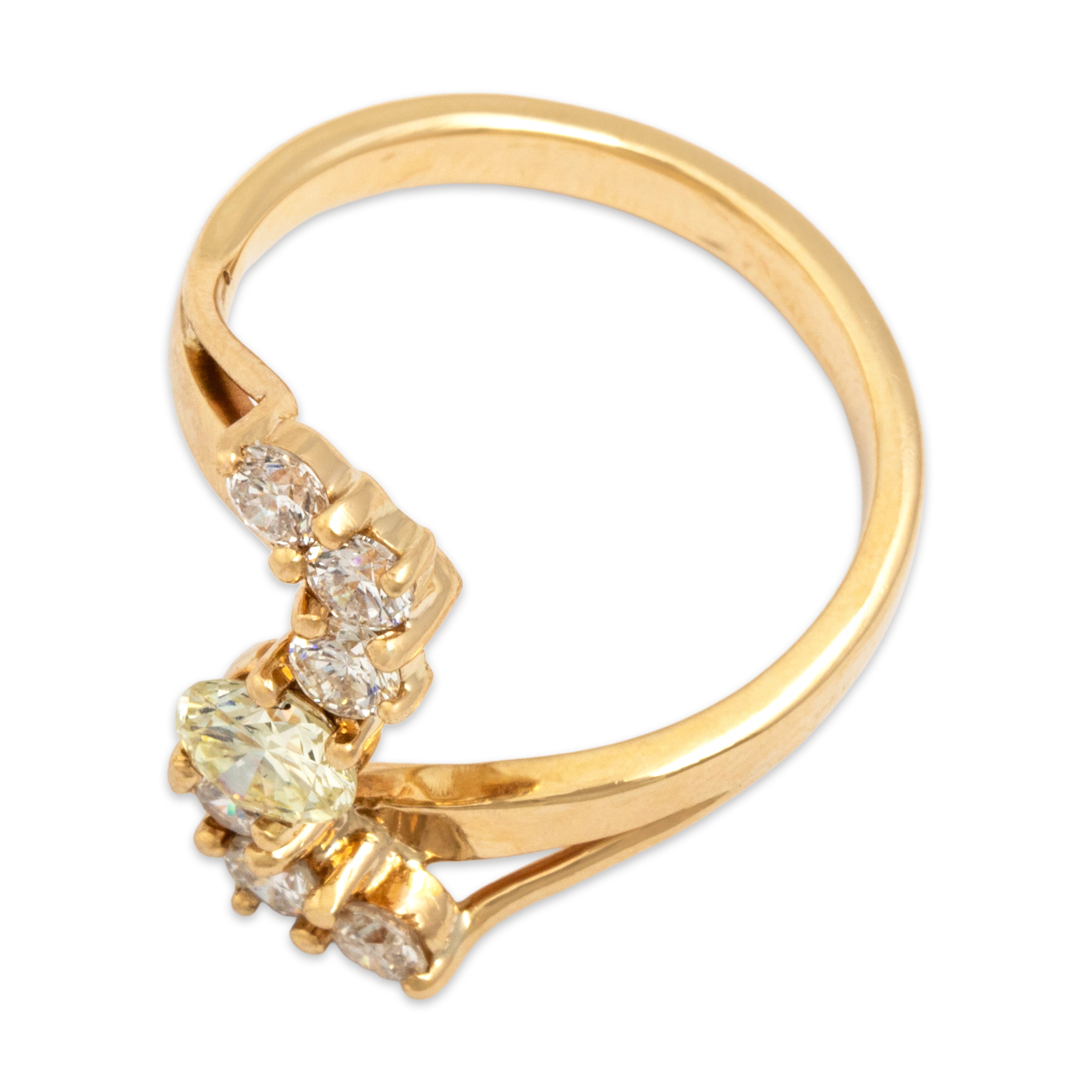 14k Yellow Gold 1.37cttw Diamond Large Vertical Wave Ring - Overall view