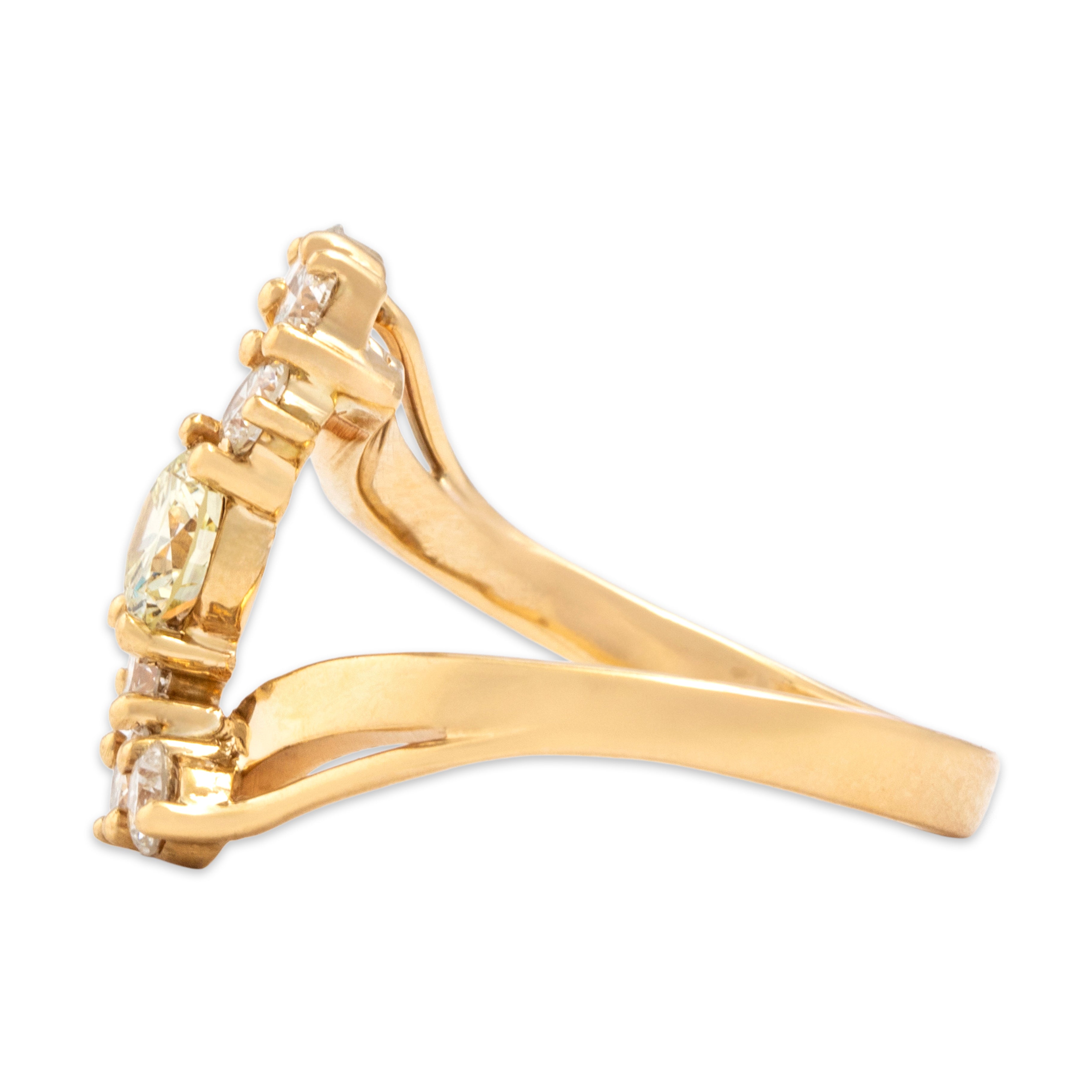 14k Yellow Gold 1.37cttw Diamond Large Vertical Wave Ring - Side view