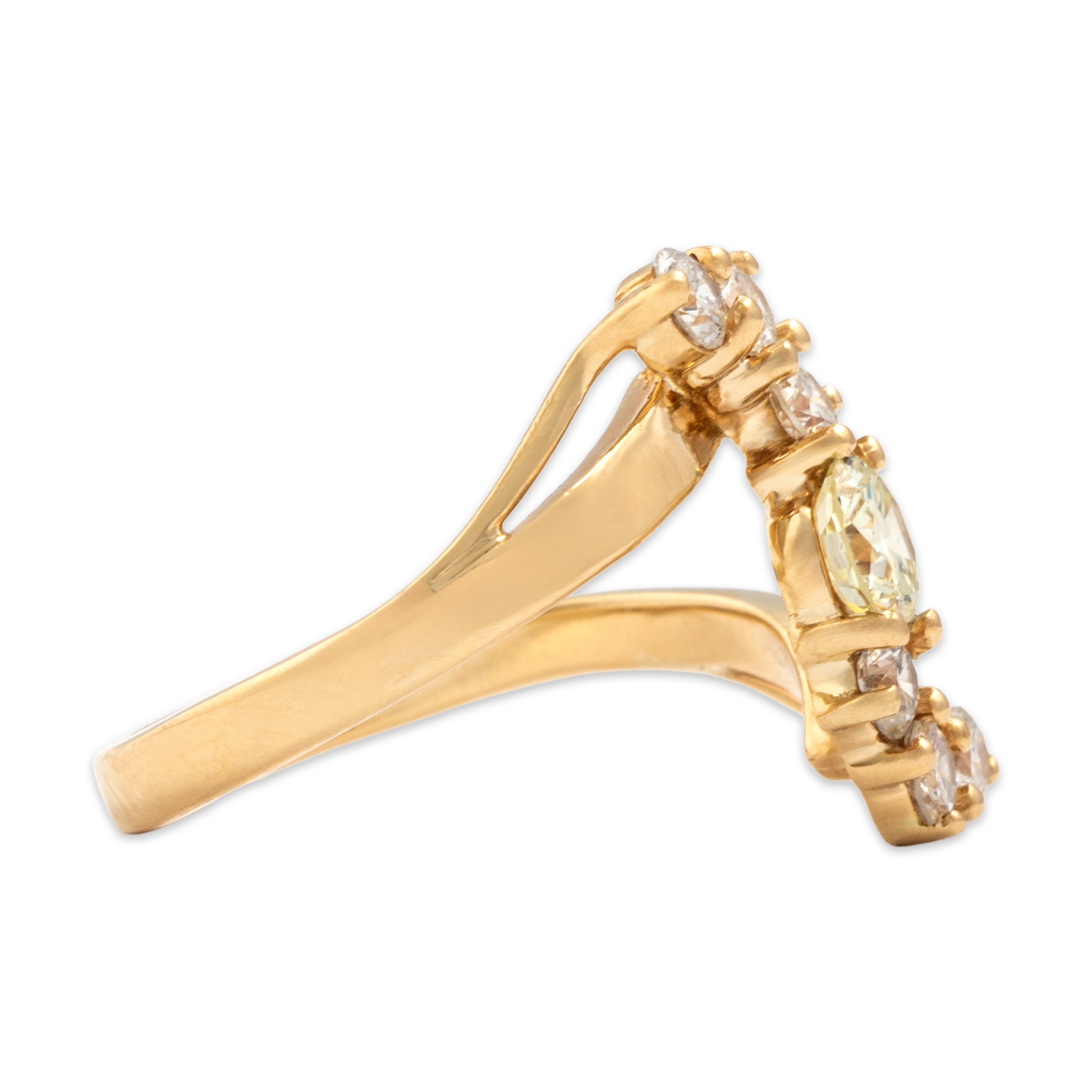 14k Yellow Gold 1.37cttw Diamond Large Vertical Wave Ring - Side view
