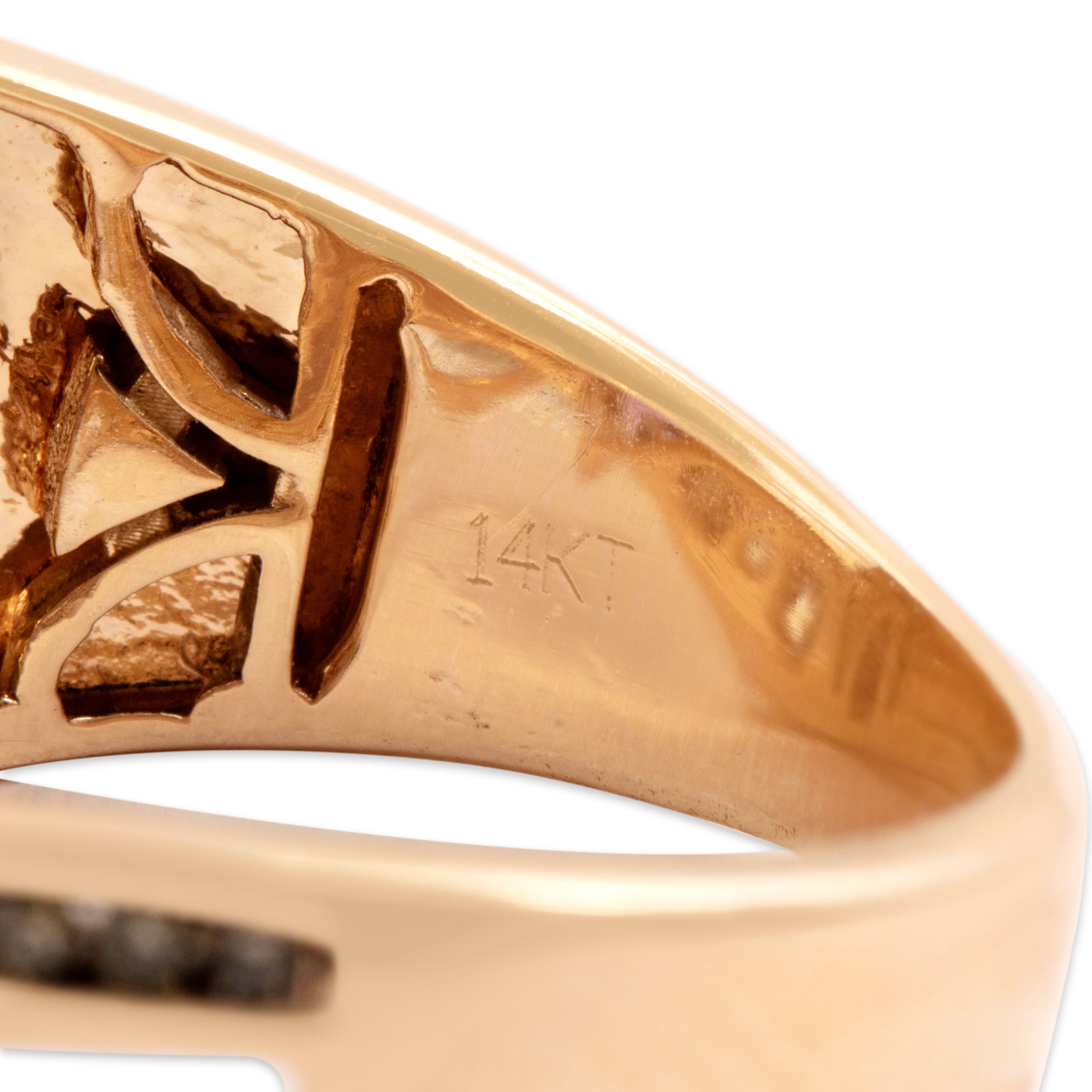 Estate 14k Rose Gold 2.18cttw Tanzanite Chocolate Diamond White Diamond Overlapping Twist Swoosh Ring - Hallmark view