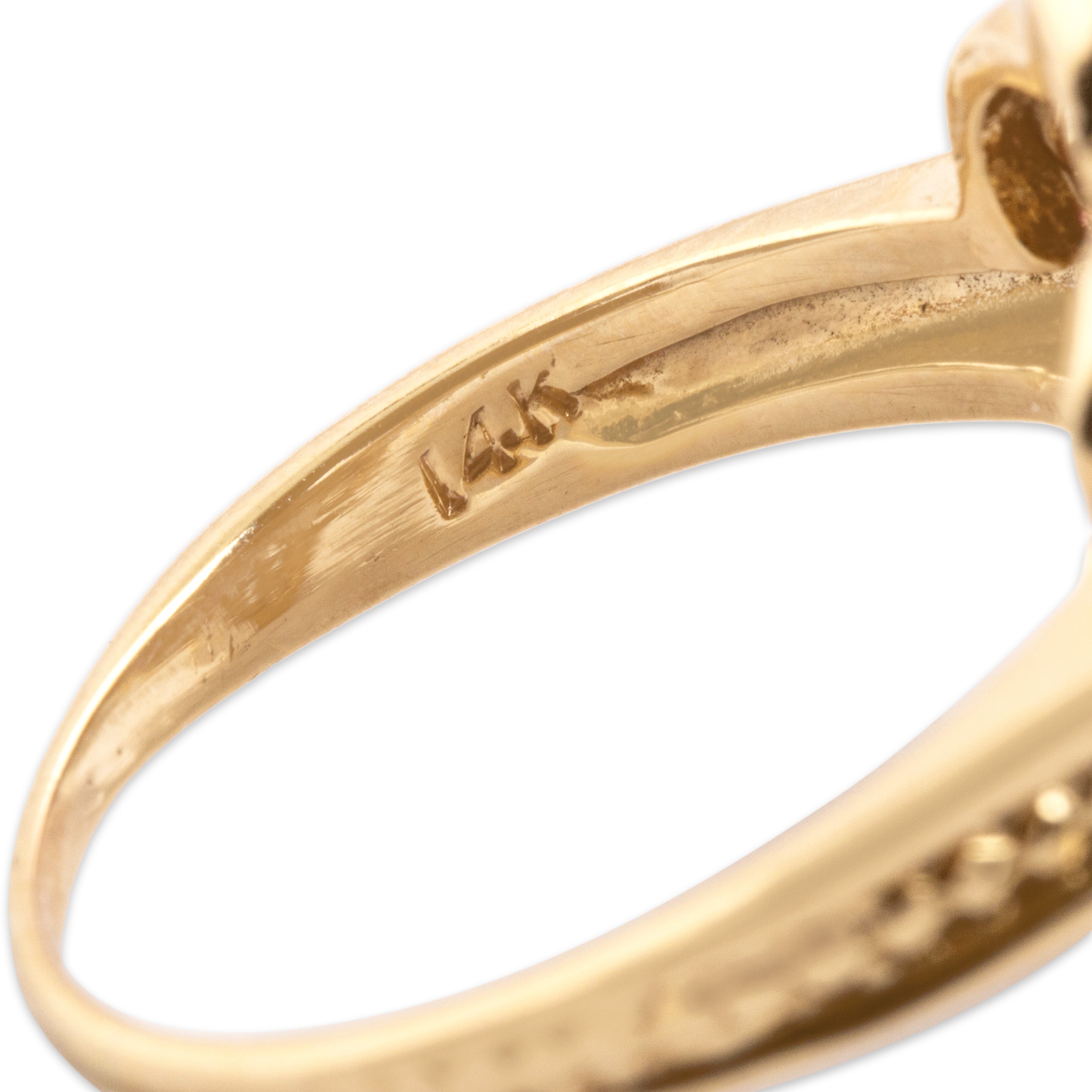 Vintage 10k Yellow Gold Old Mine Cut Diamond Ruby Dazzling Decorated Flower Ring - Hallmark view