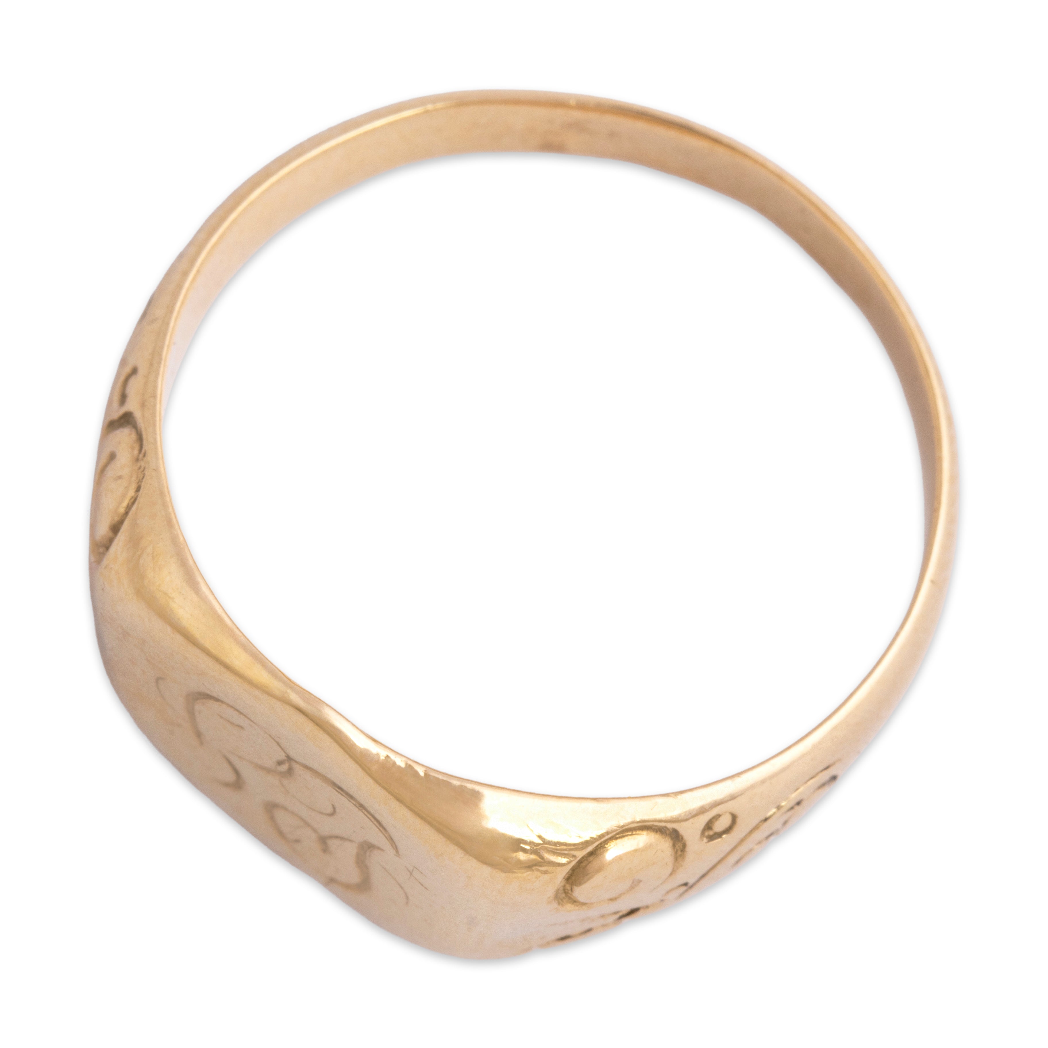 Antique Victorian 14k Yellow Gold Bold Scrolling Monogram Signet Ring 9.75