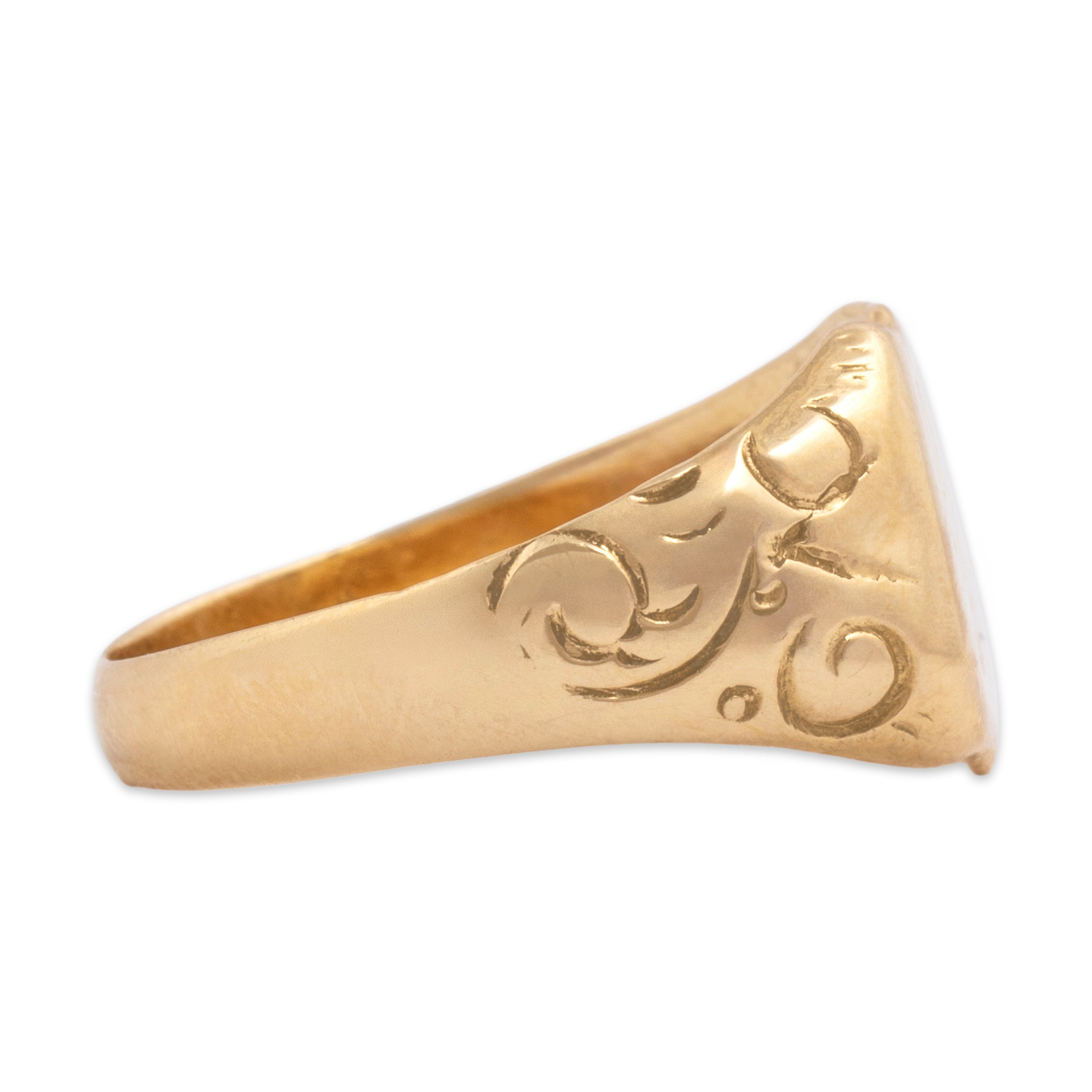 Antique Victorian 14k Yellow Gold Bold Scrolling Monogram Signet Ring 9.75