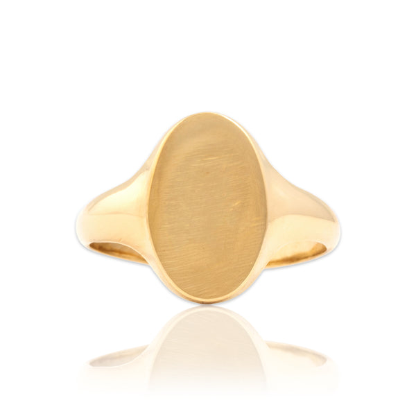 Vintage 14k Yellow Gold Sleek Simple Oval Signet Ring 7.00