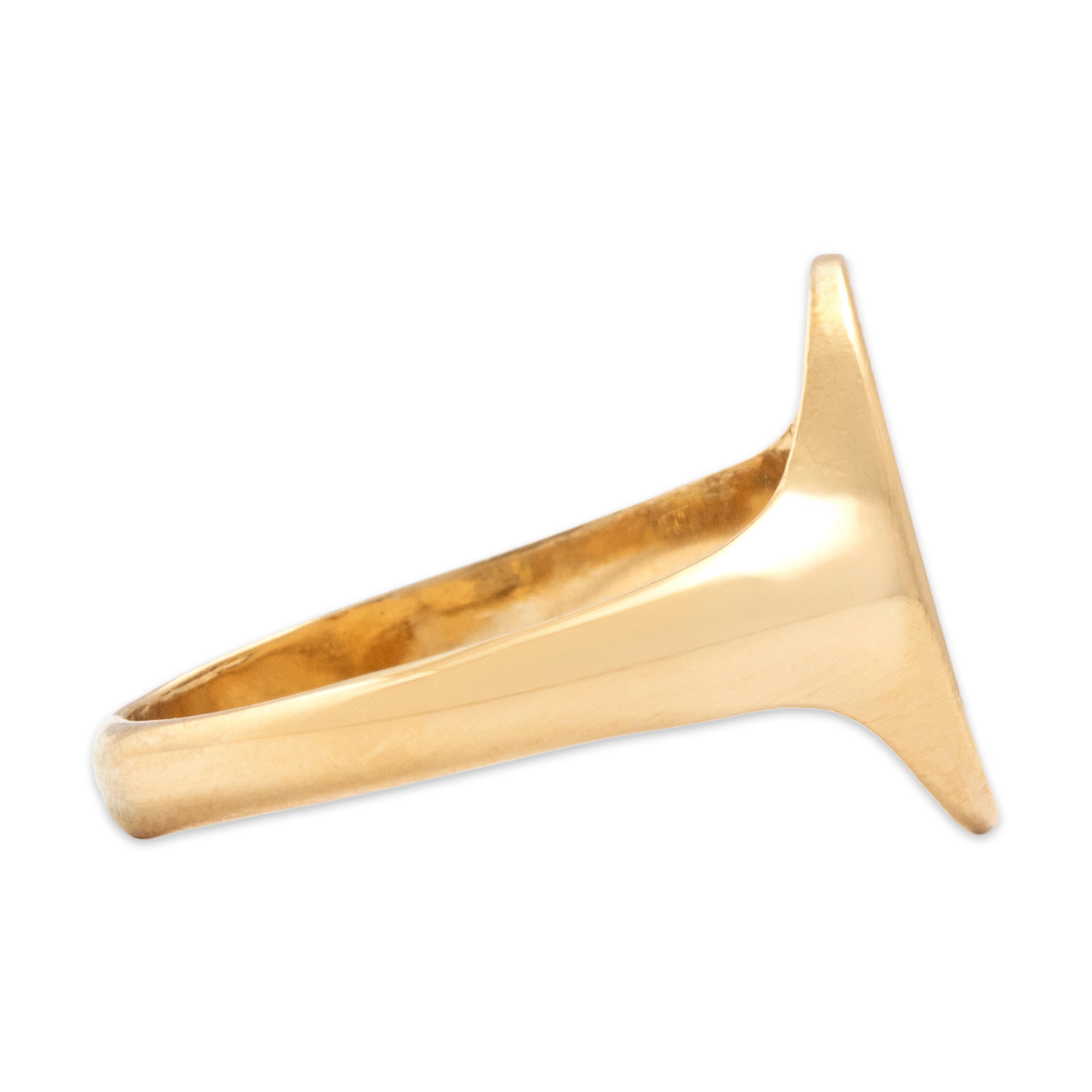 Vintage 14k Yellow Gold Sleek Simple Oval Signet Ring - Side view