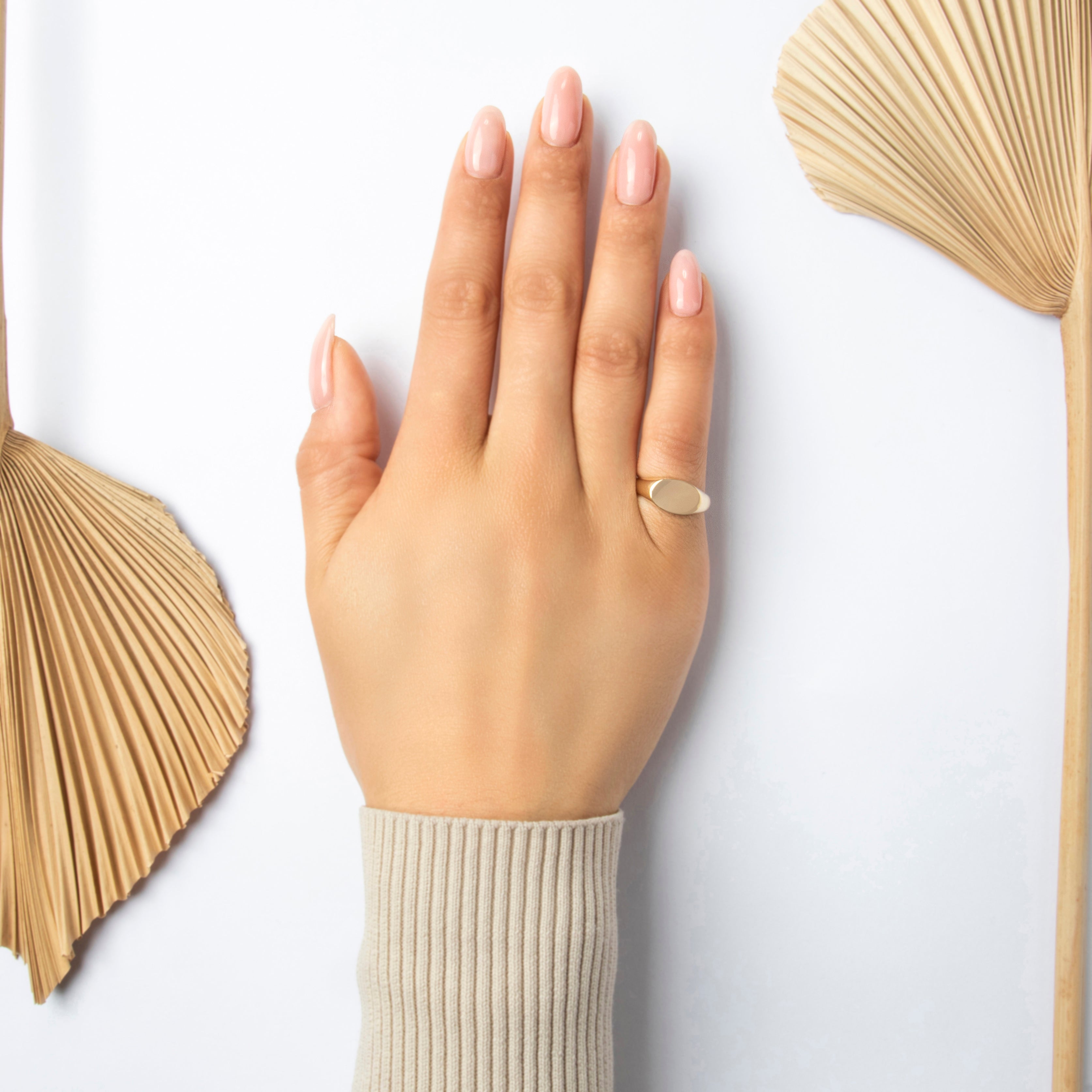 Antique Larter & Sons 14k Yellow Gold Gleaming Classic Oval Signet Ring - On model view