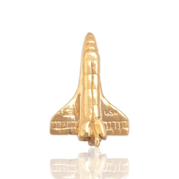 Vintage 14k Yellow Gold Delightful Dimensional Space Shuttle Pendant