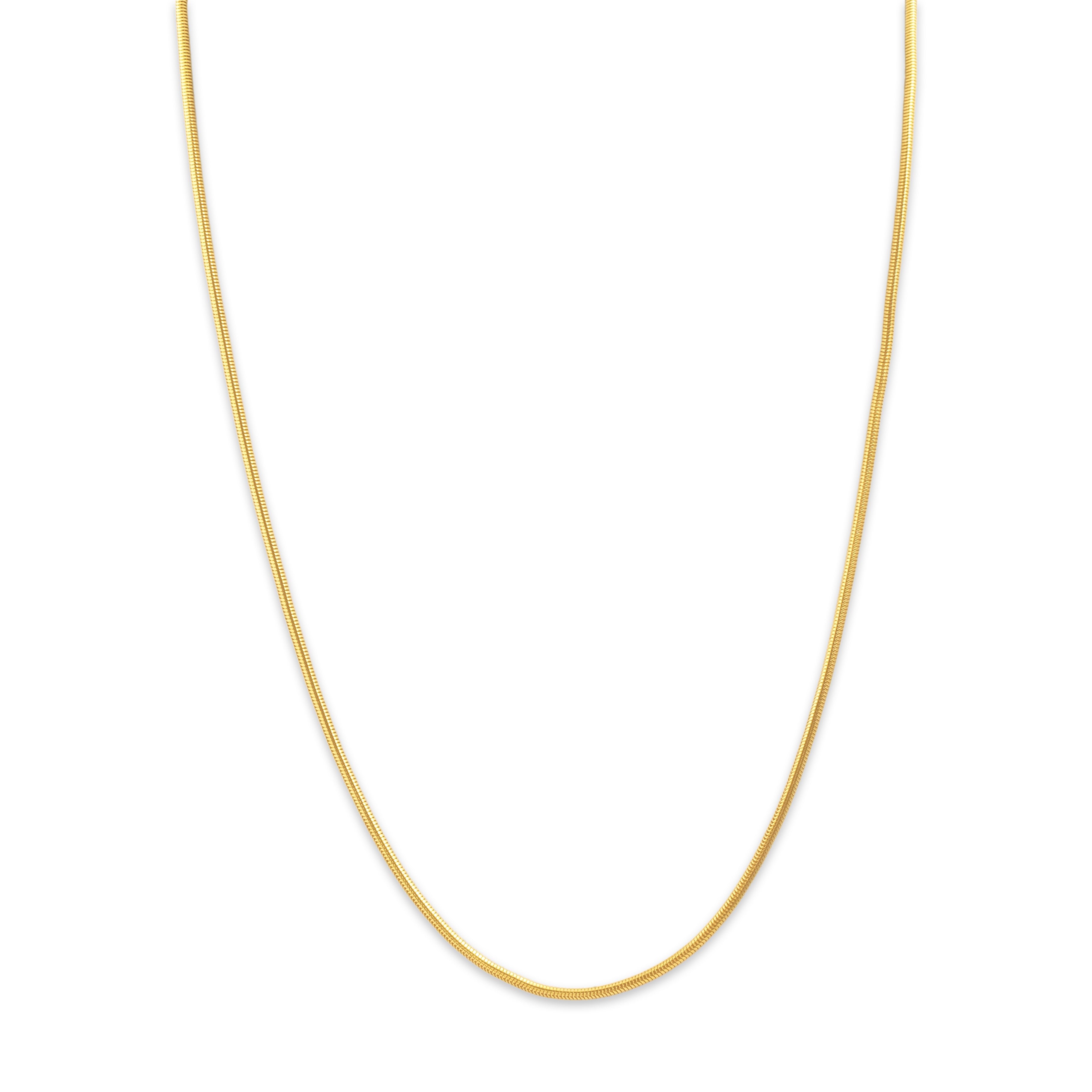 Vintage Italian 1.6mm 14k Yellow Gold Sleek Snake Chain Link Chain - Close-up view