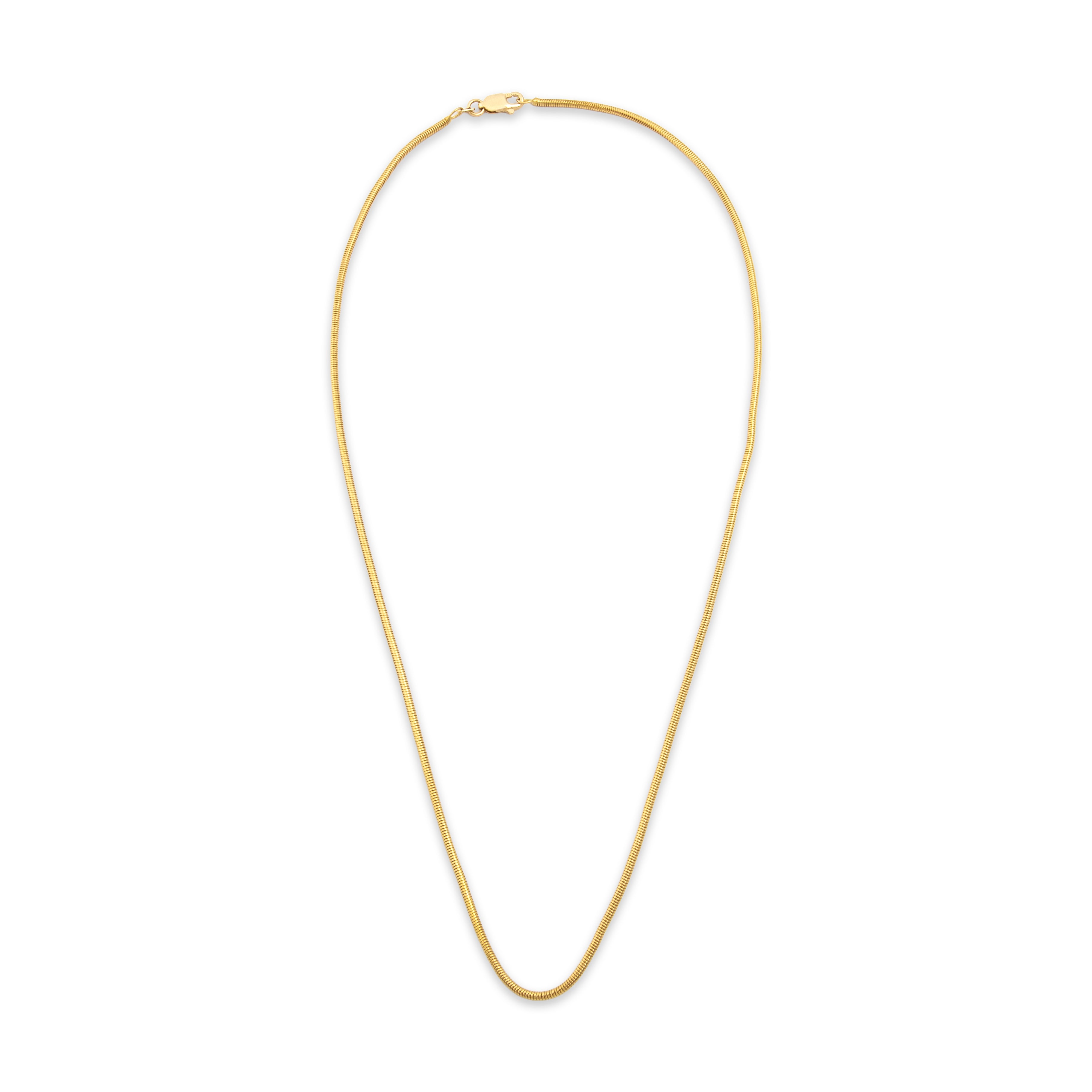 Vintage Italian 1.6mm 14k Yellow Gold Sleek Snake Chain Link Chain - Overall view