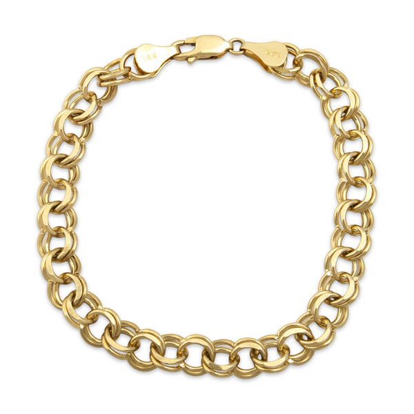 Vintage Heavy 14k Yellow Gold Double Rolo Link Bracelet 6.5