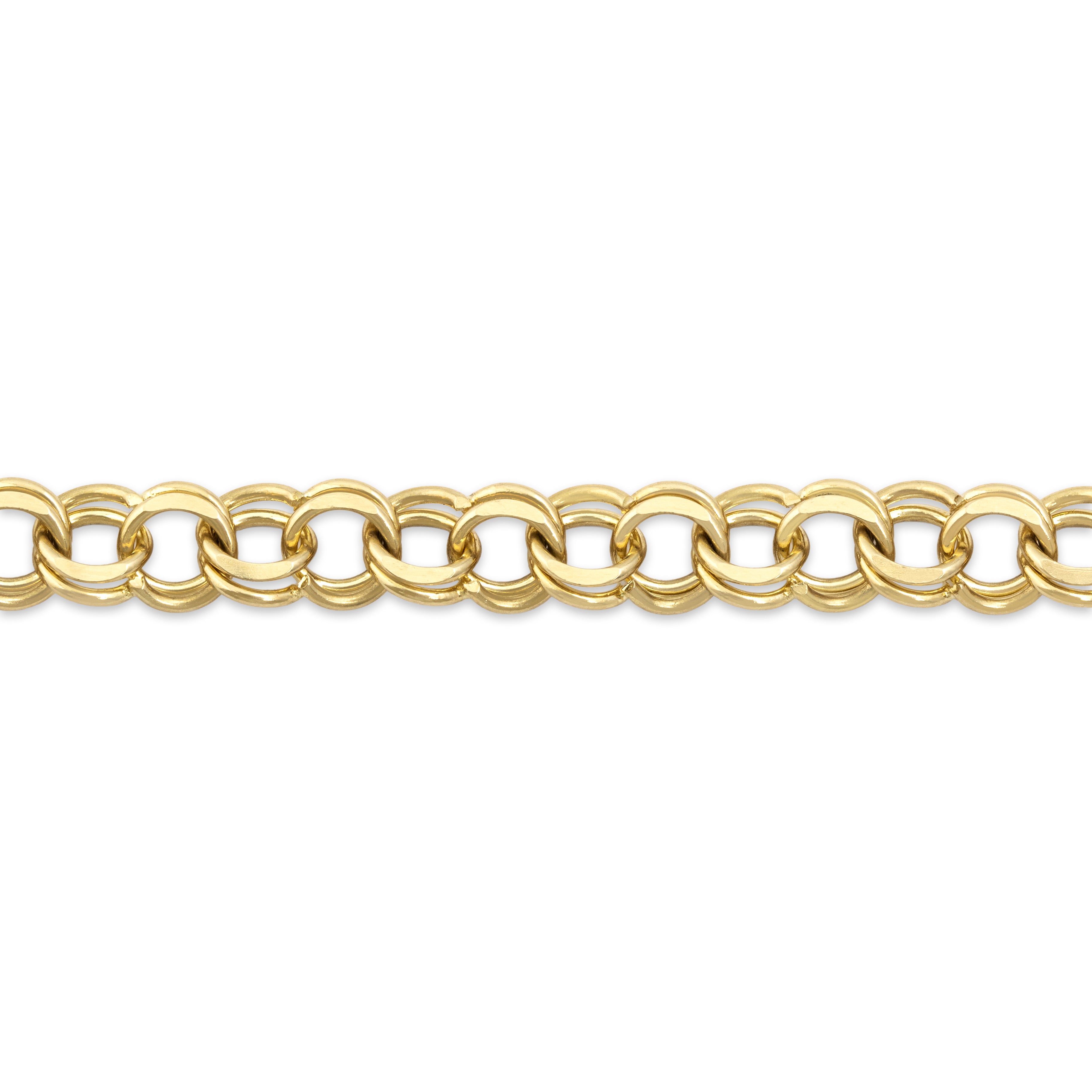 Vintage Heavy 14k Yellow Gold Double Rolo Link Bracelet - Close-up view