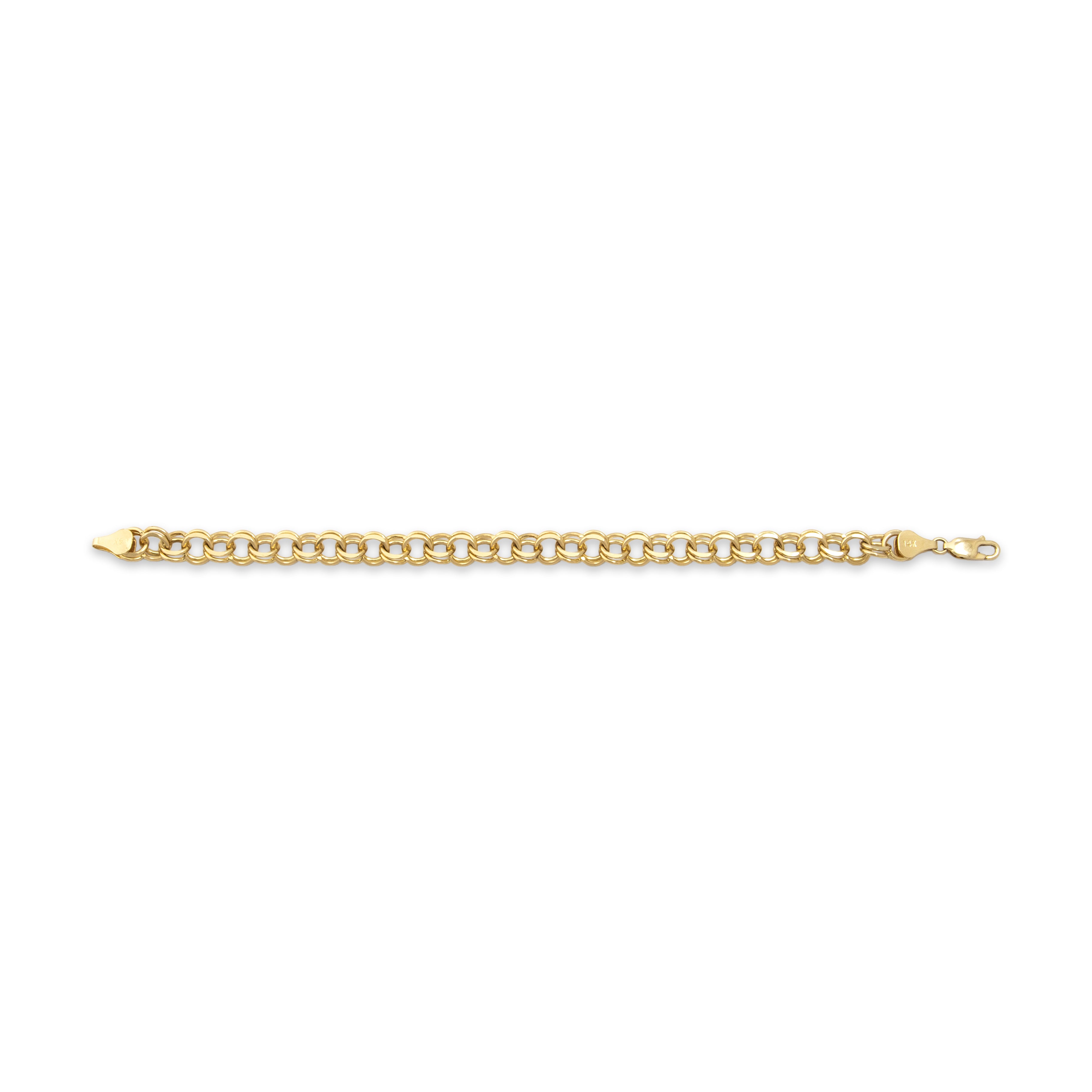 Vintage Heavy 14k Yellow Gold Double Rolo Link Bracelet - Overall view
