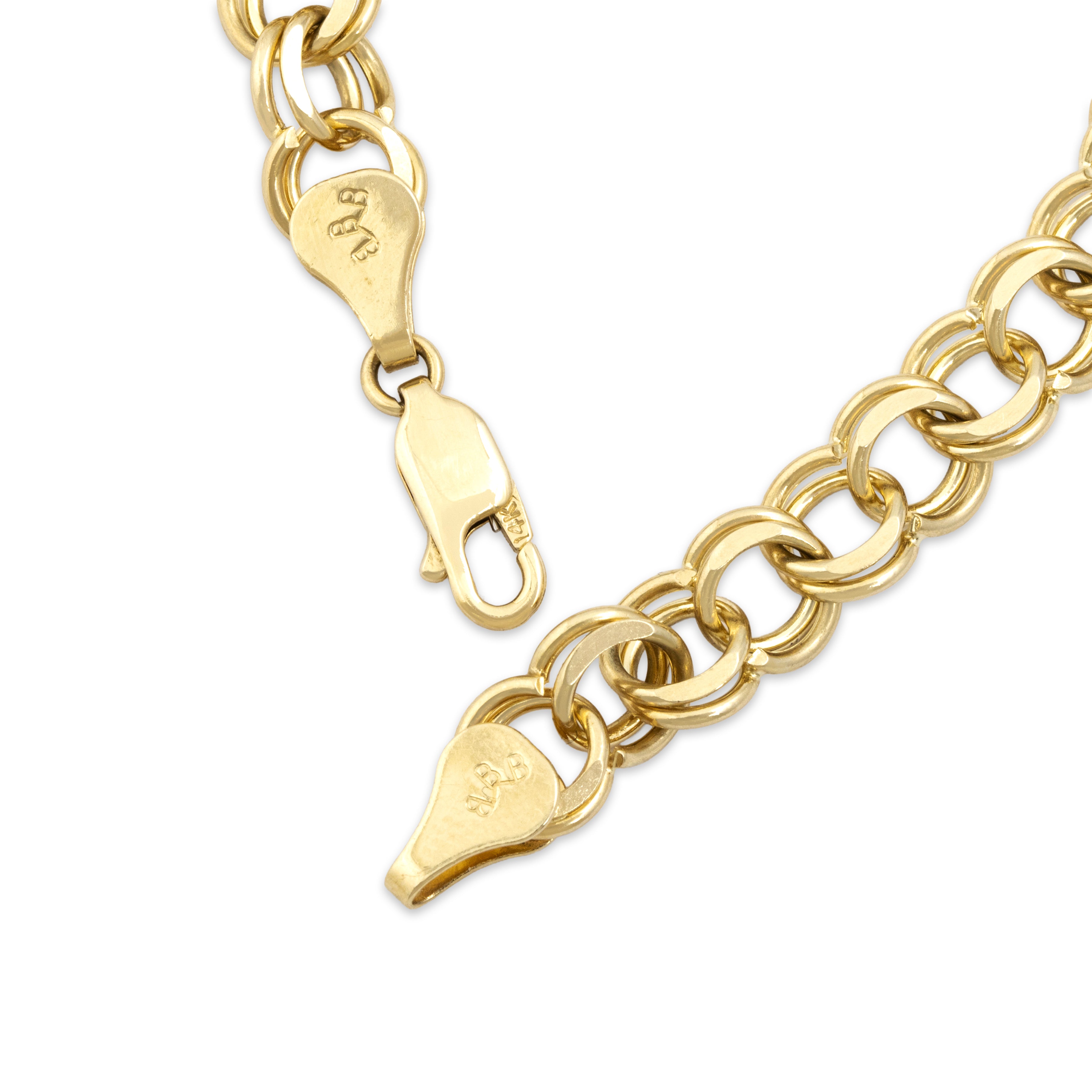 Vintage Heavy 14k Yellow Gold Double Rolo Link Bracelet - clasp view