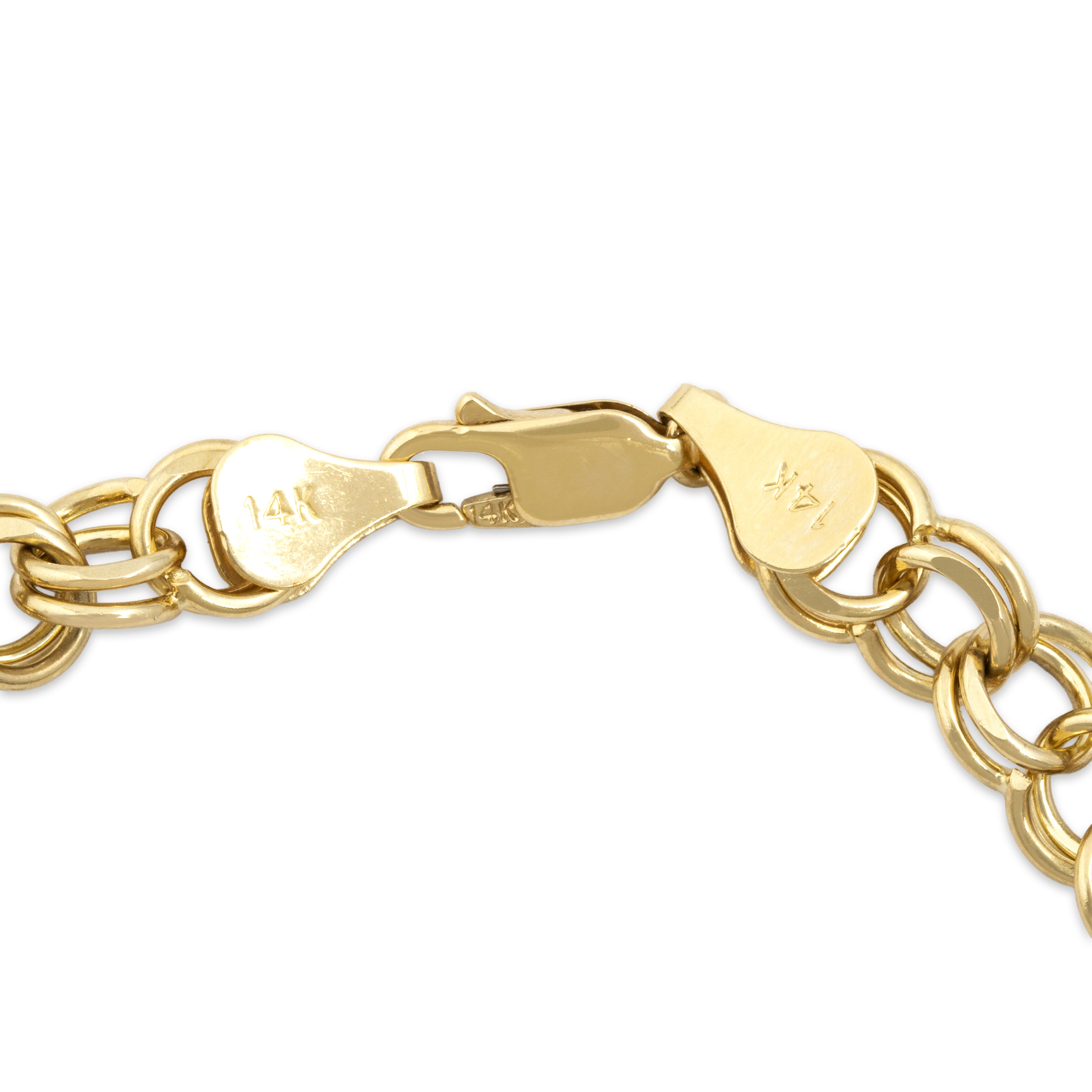 Vintage Heavy 14k Yellow Gold Double Rolo Link Bracelet - clasp view