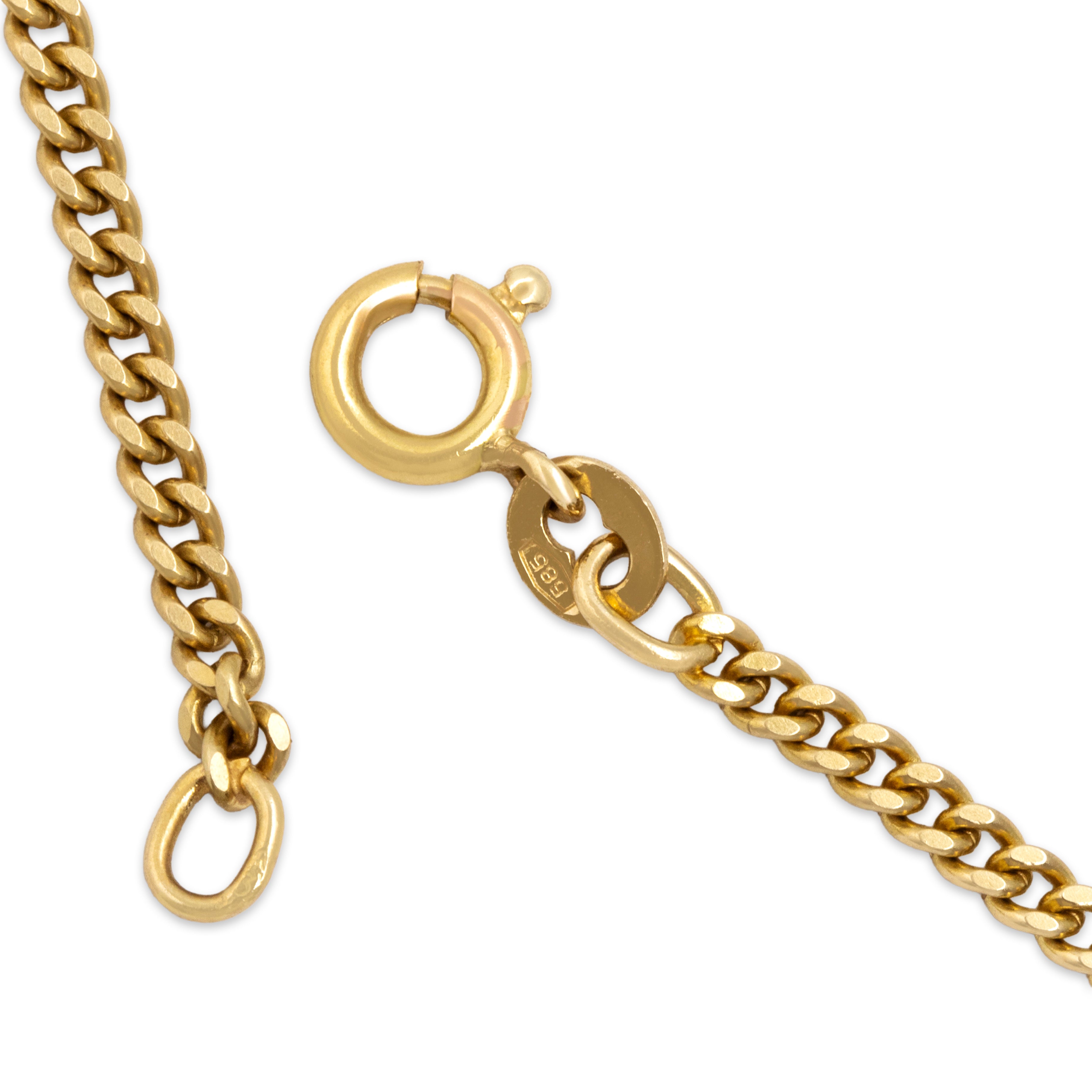 Vintage Significant 14k Yellow Gold 2.2mm Curb Chain - clasp view