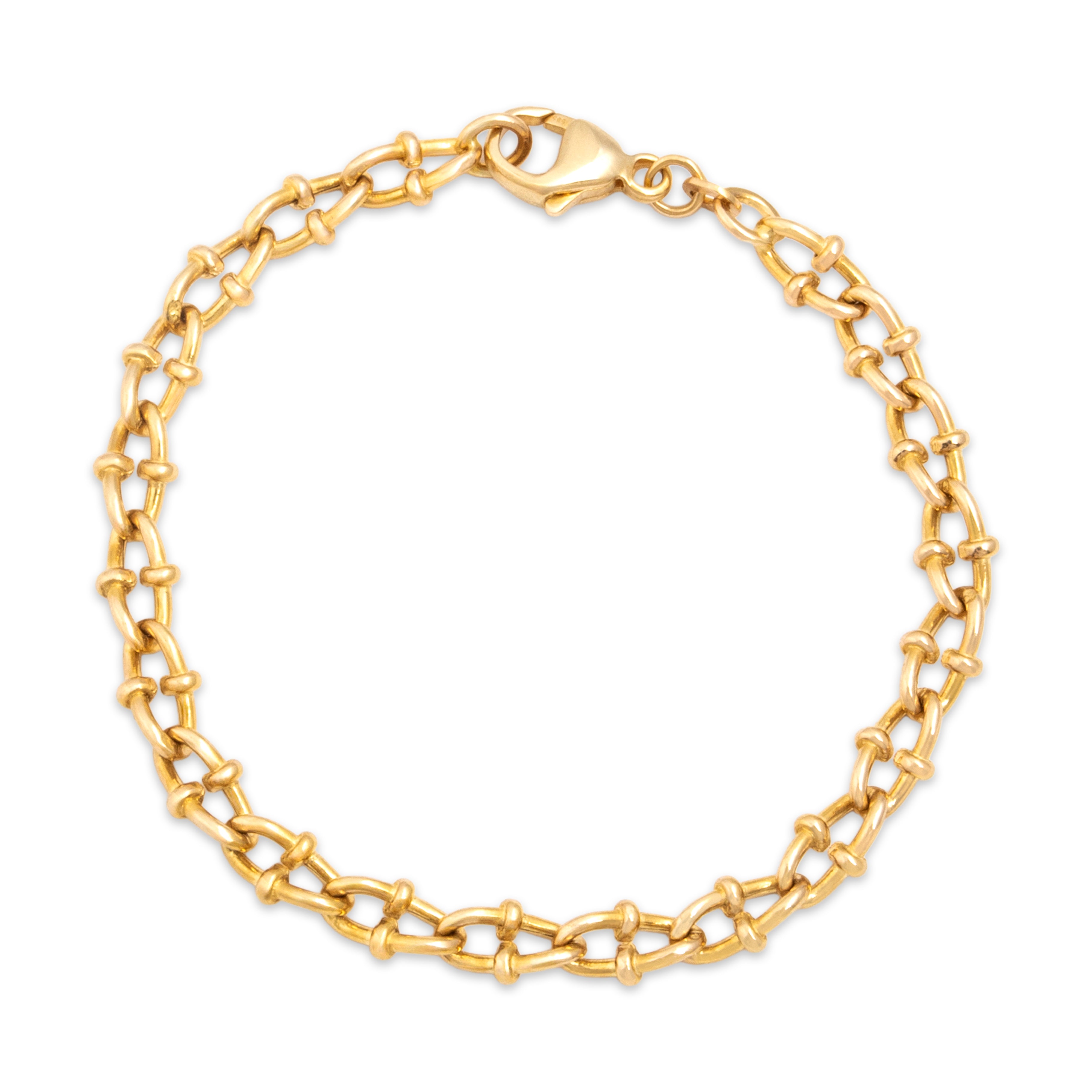 Vintage Italian 14k Yellow Gold Accented Link Bracelet - Overall view