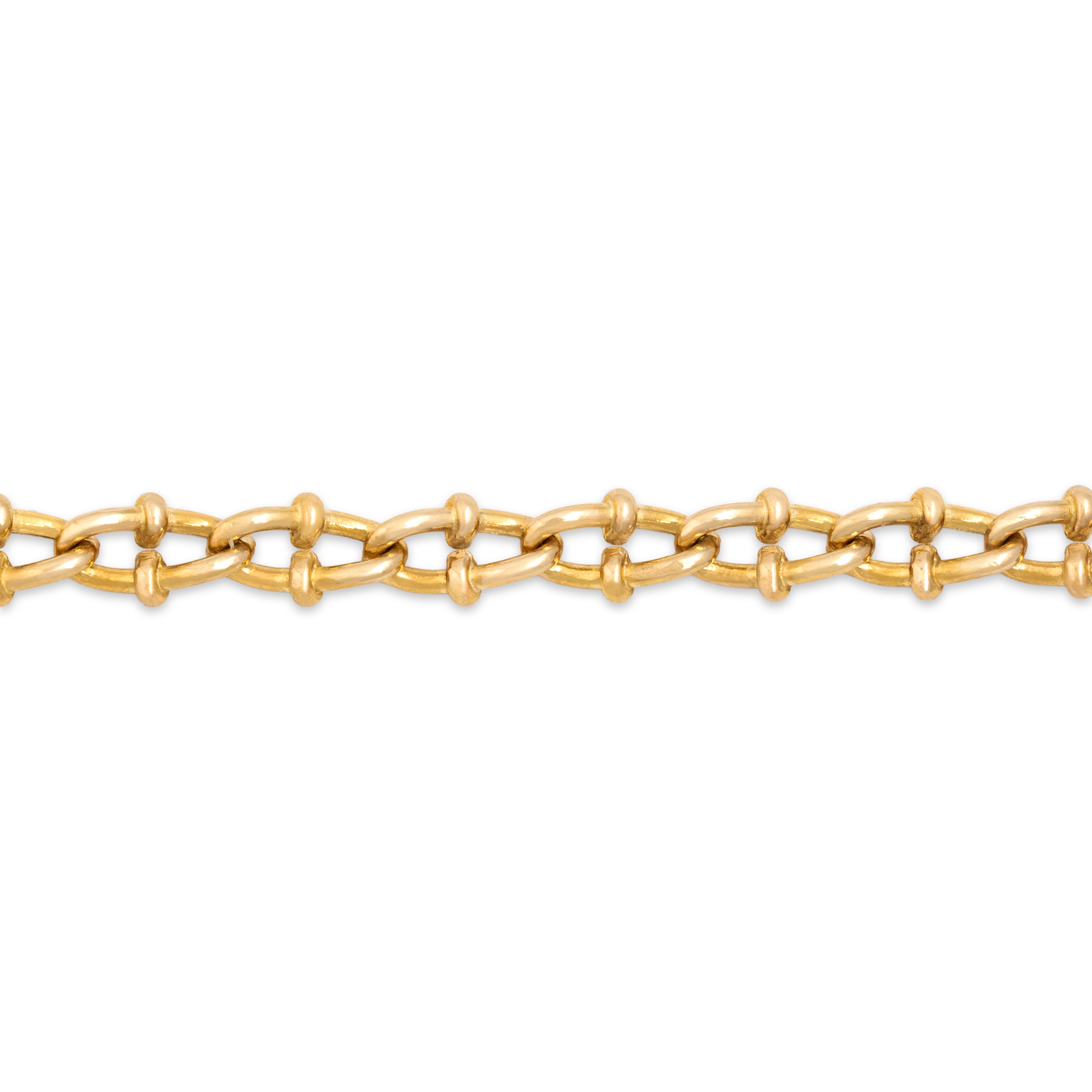 Vintage Italian 14k Yellow Gold Accented Link Bracelet - Close-up view