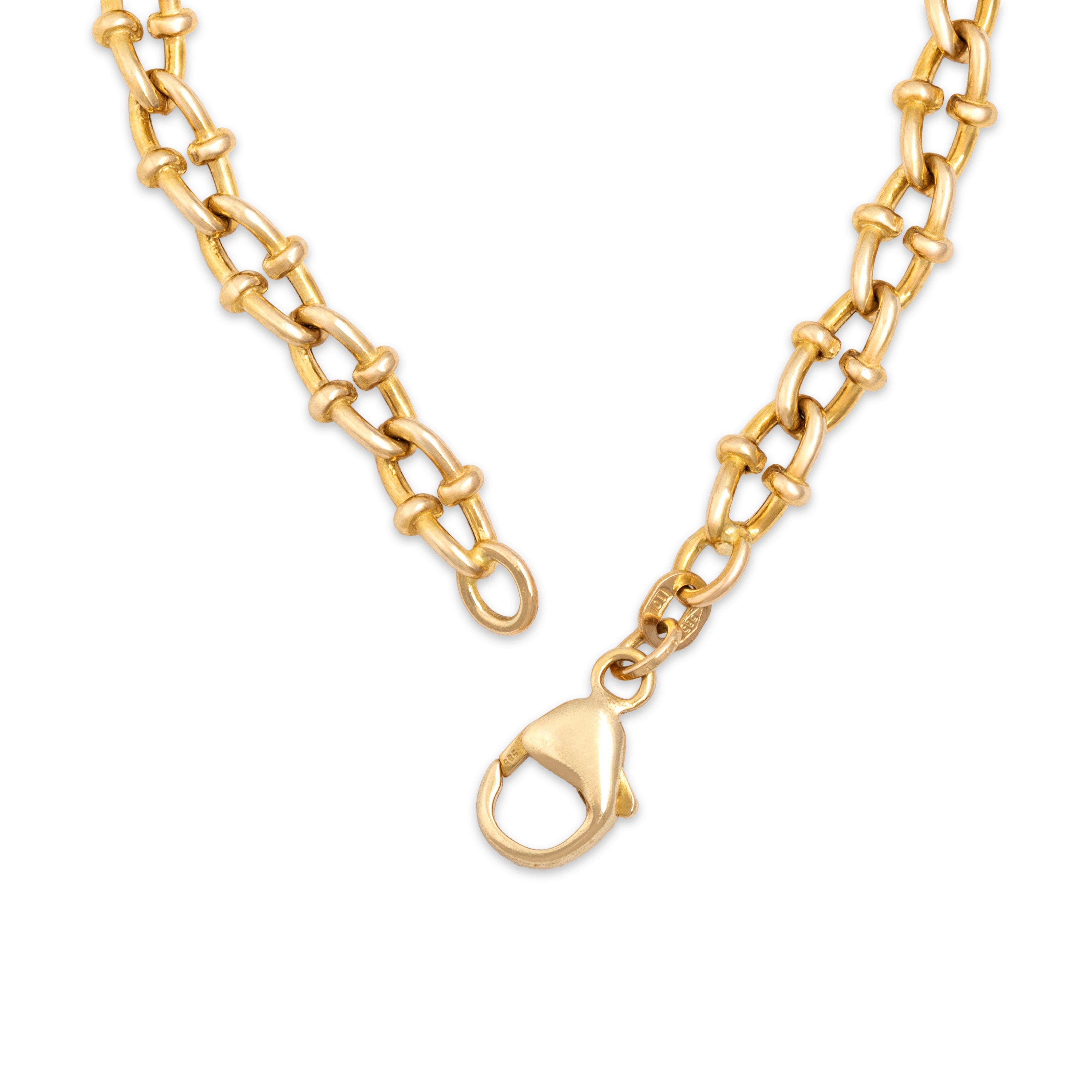 Vintage Italian 14k Yellow Gold Accented Link Bracelet - clasp view