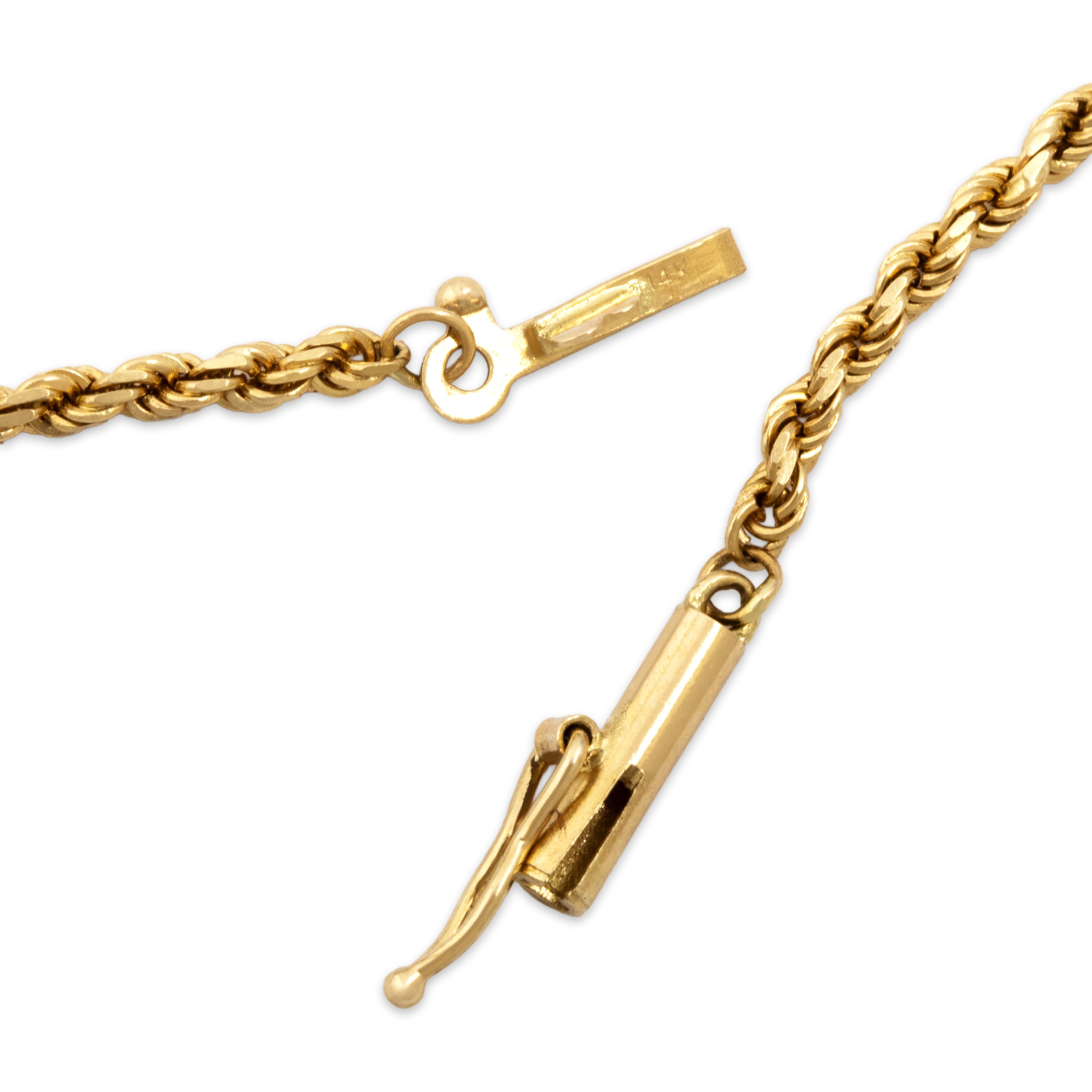 Vintage 14k Yellow Gold Everyday Rope 1.8mm Chain - clasp view