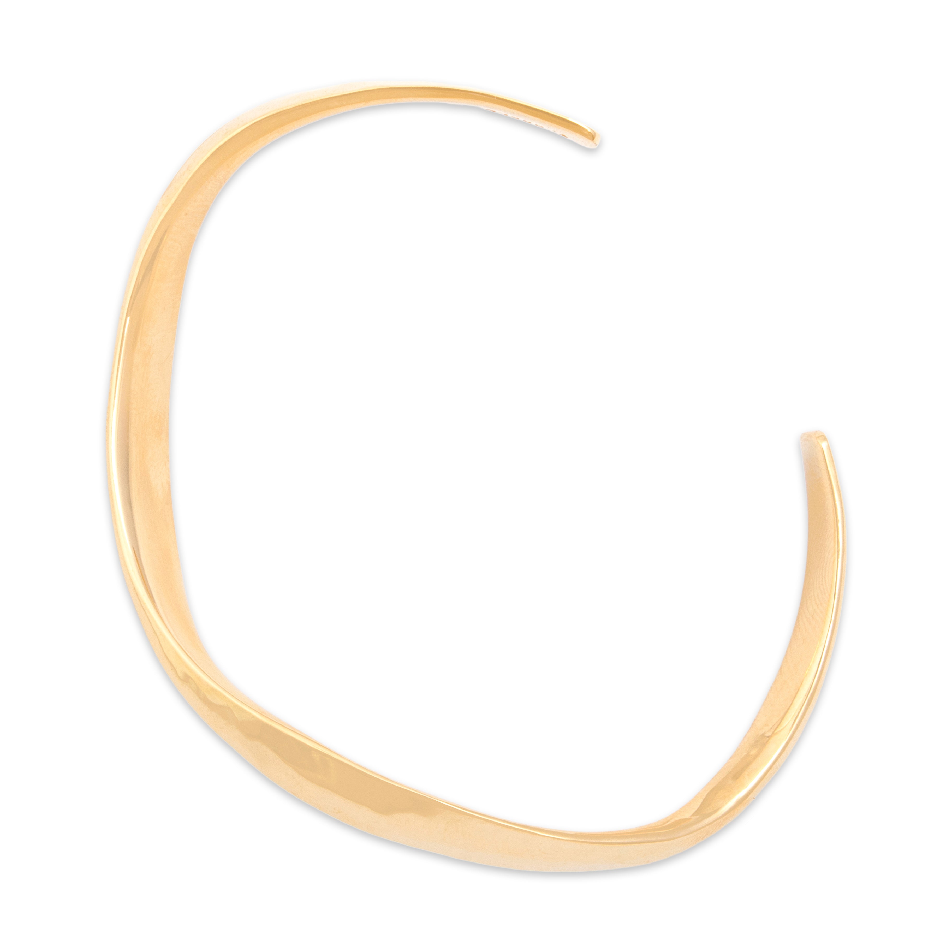 Vintage Heavy Substantial Artistic Hammered Twist Cuff Bracelet 14k Yellow Gold - detail view #2