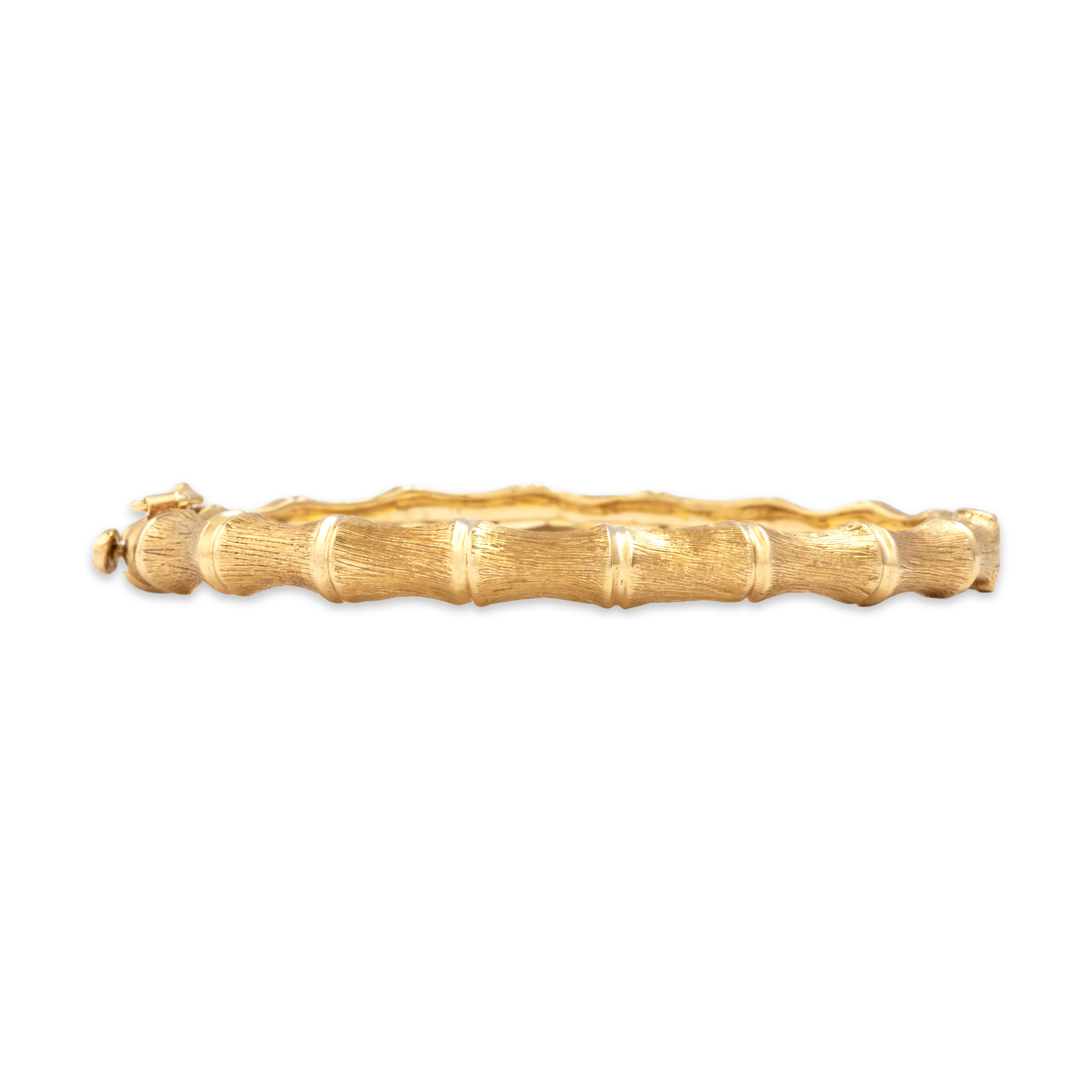 Vintage 14k Yellow Gold Bamboo Bracelet - Close-up view