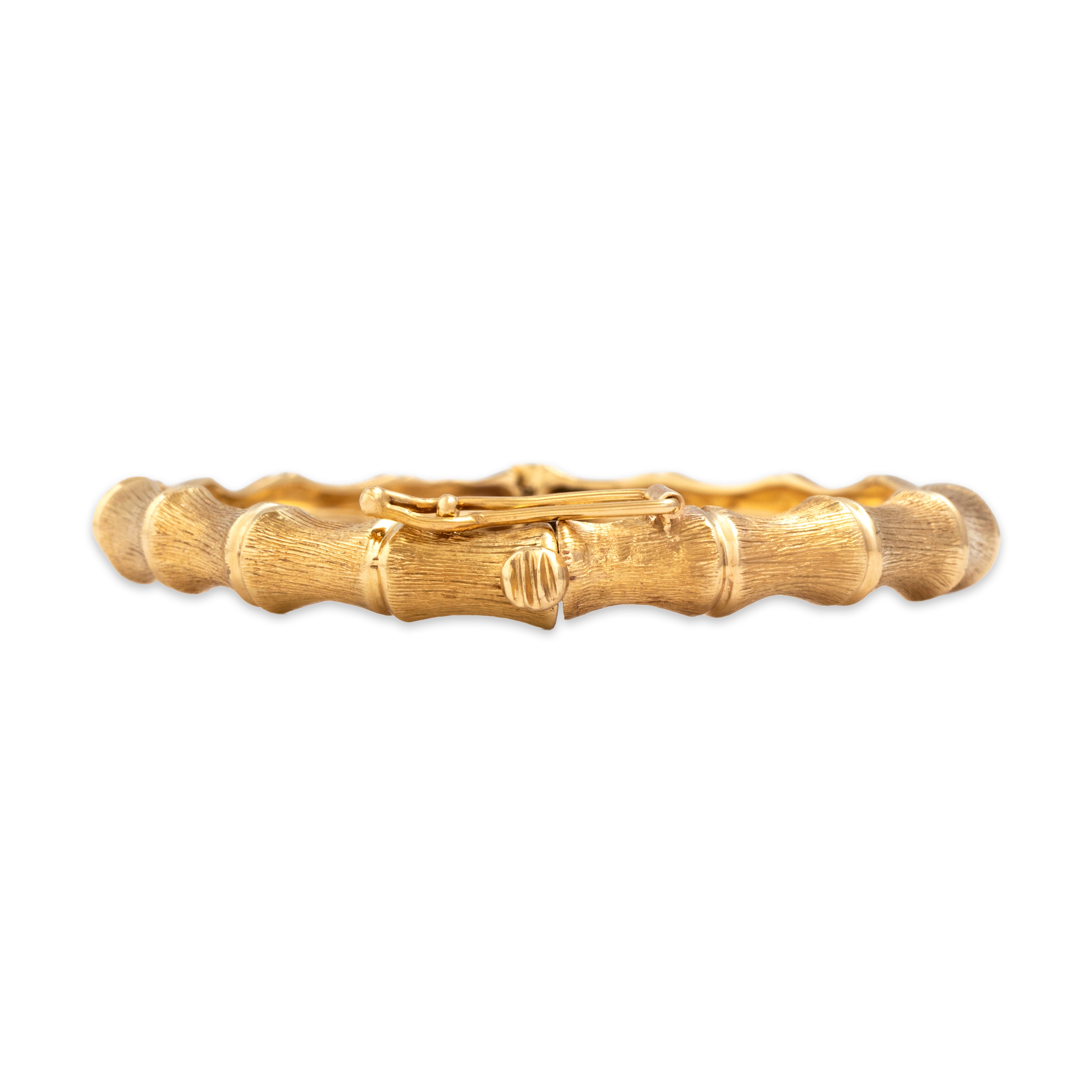 Vintage 14k Yellow Gold Bamboo Bracelet - detail view #2