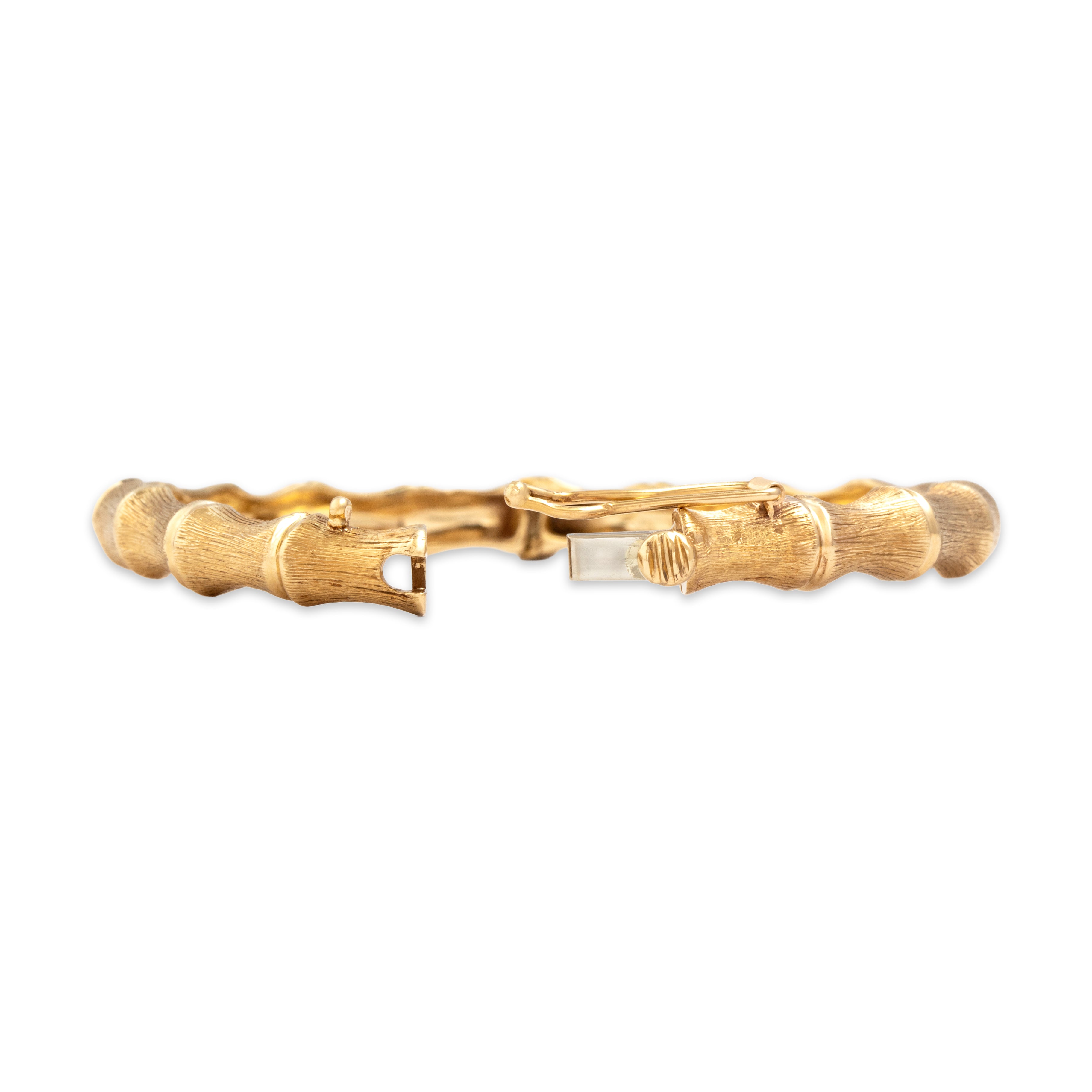 Vintage 14k Yellow Gold Bamboo Bracelet - detail view #5