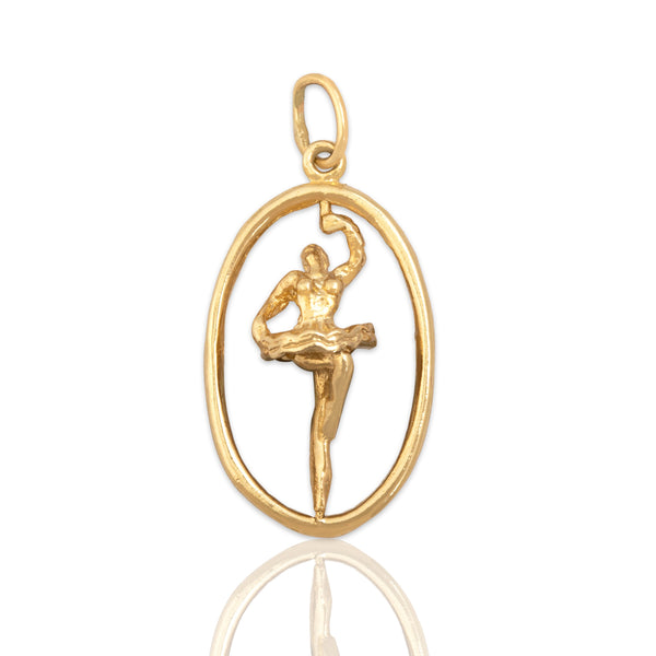 Vintage 14k Yellow Gold Articulated Spinning Ballerina Pendant