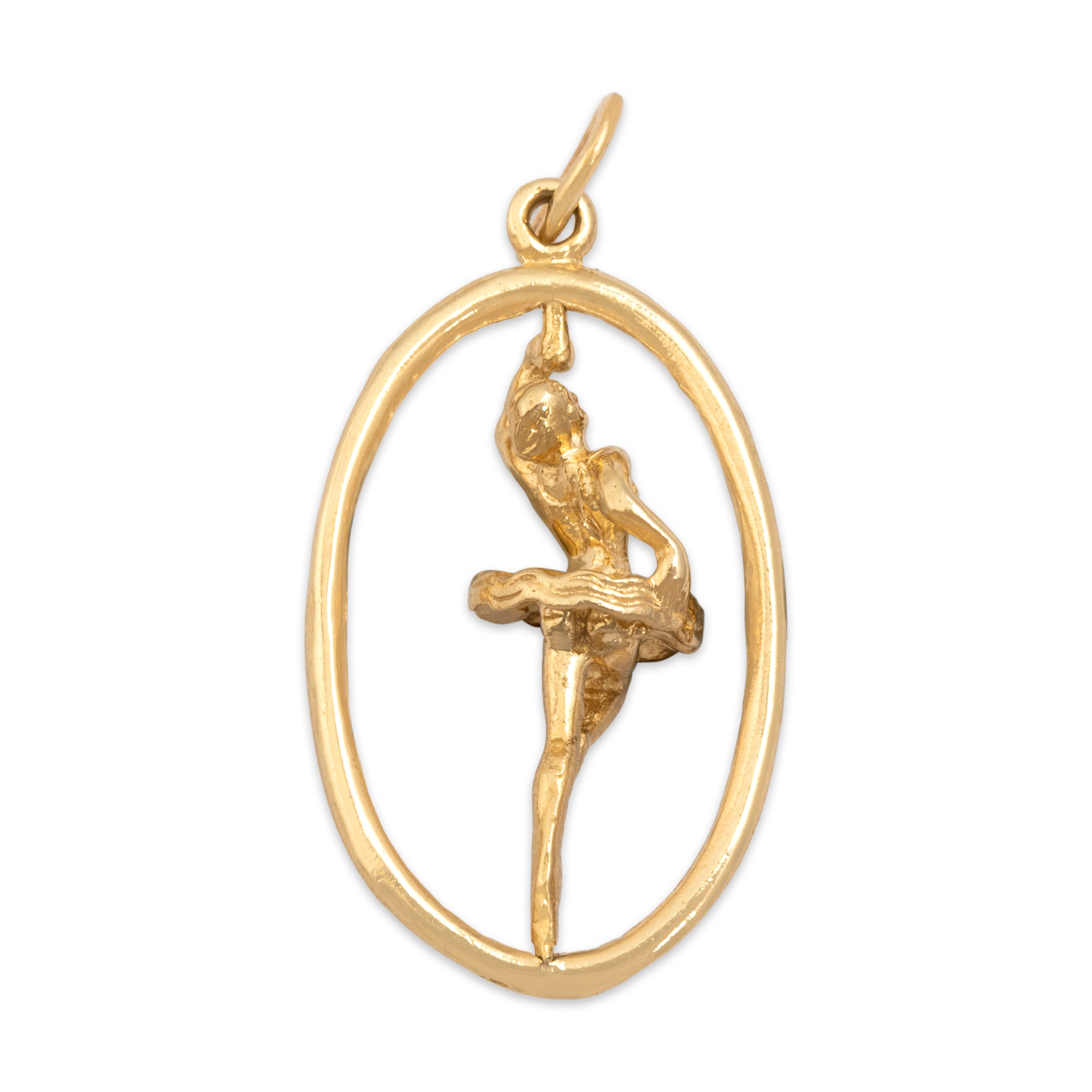 Vintage 14k Yellow Gold Articulated Spinning Ballerina Pendant - Overall view