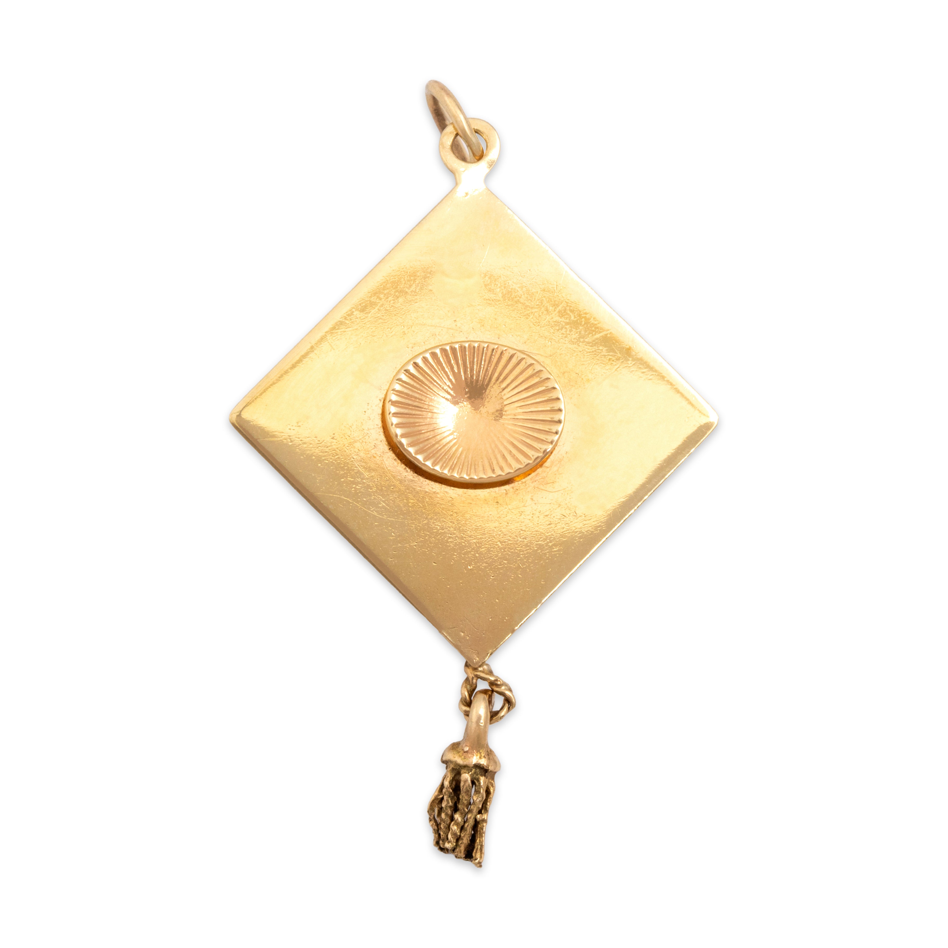 Vintage 14k Yellow Gold Pearl Celebratory Graduation Cap Charm / Pendant