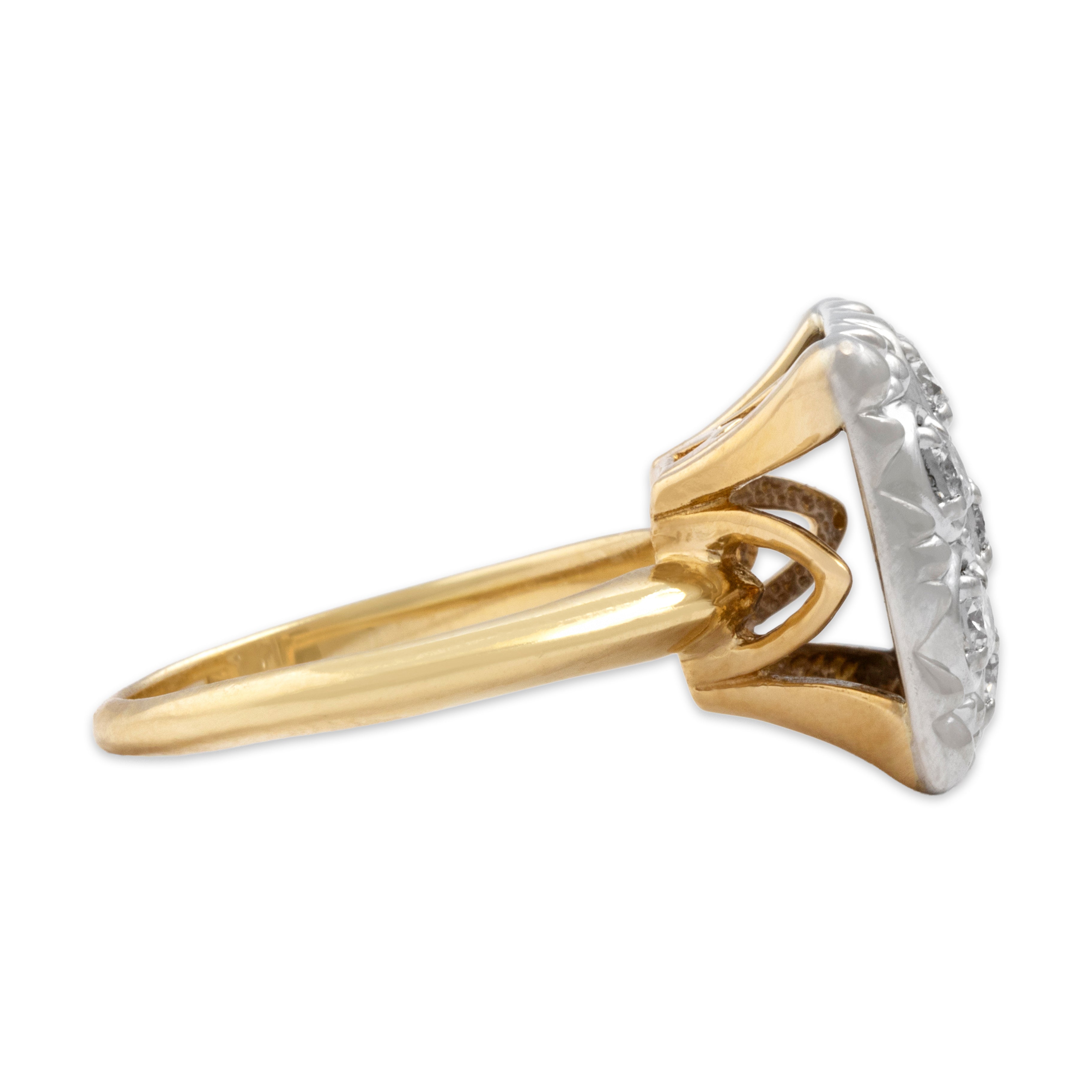 Vintage 14k Yellow & White Gold Diamond Flashing Bold Square Ring - Side view