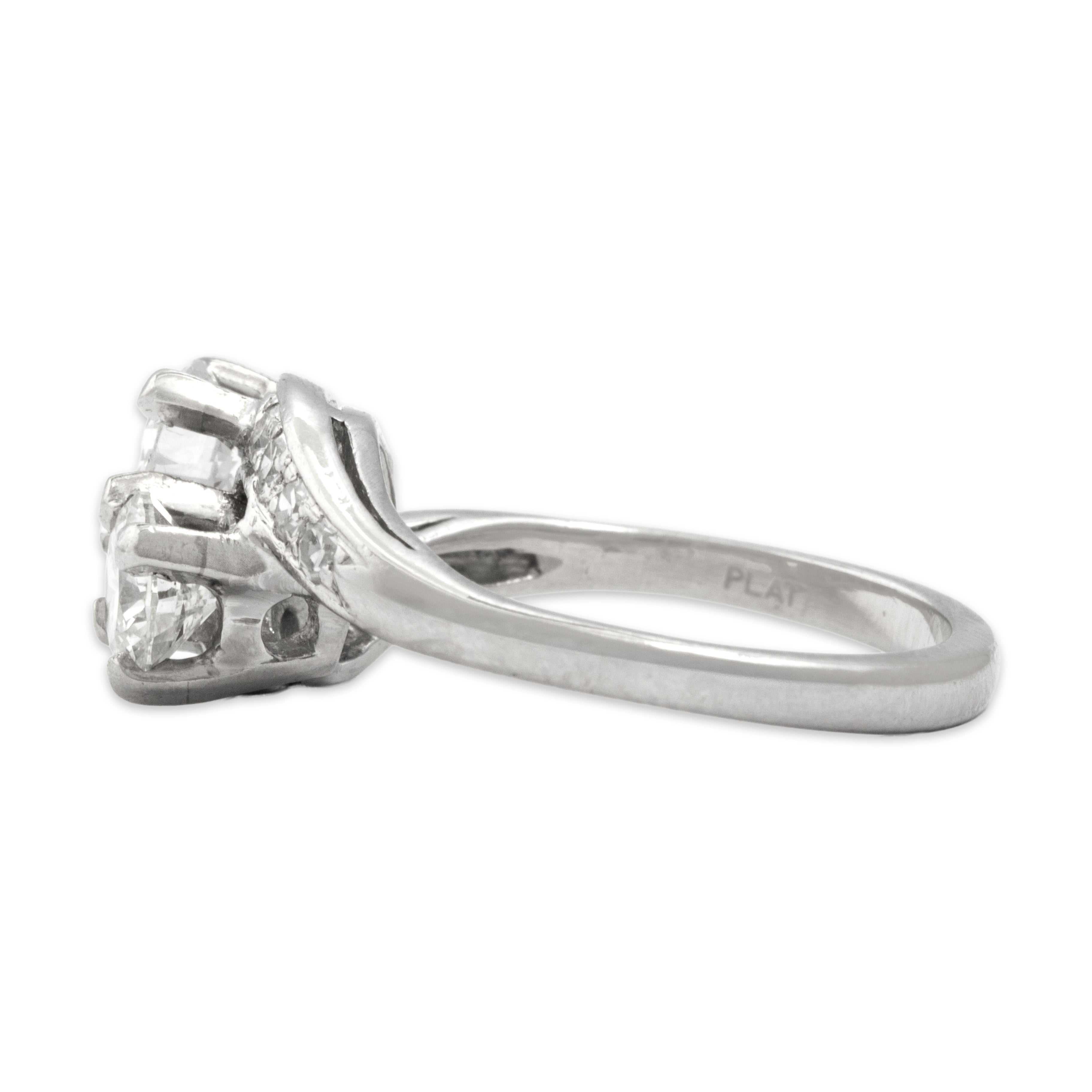 Vintage Platinum 1.02cttw Diamond Stunning Toi Et Moi Ring - Side view