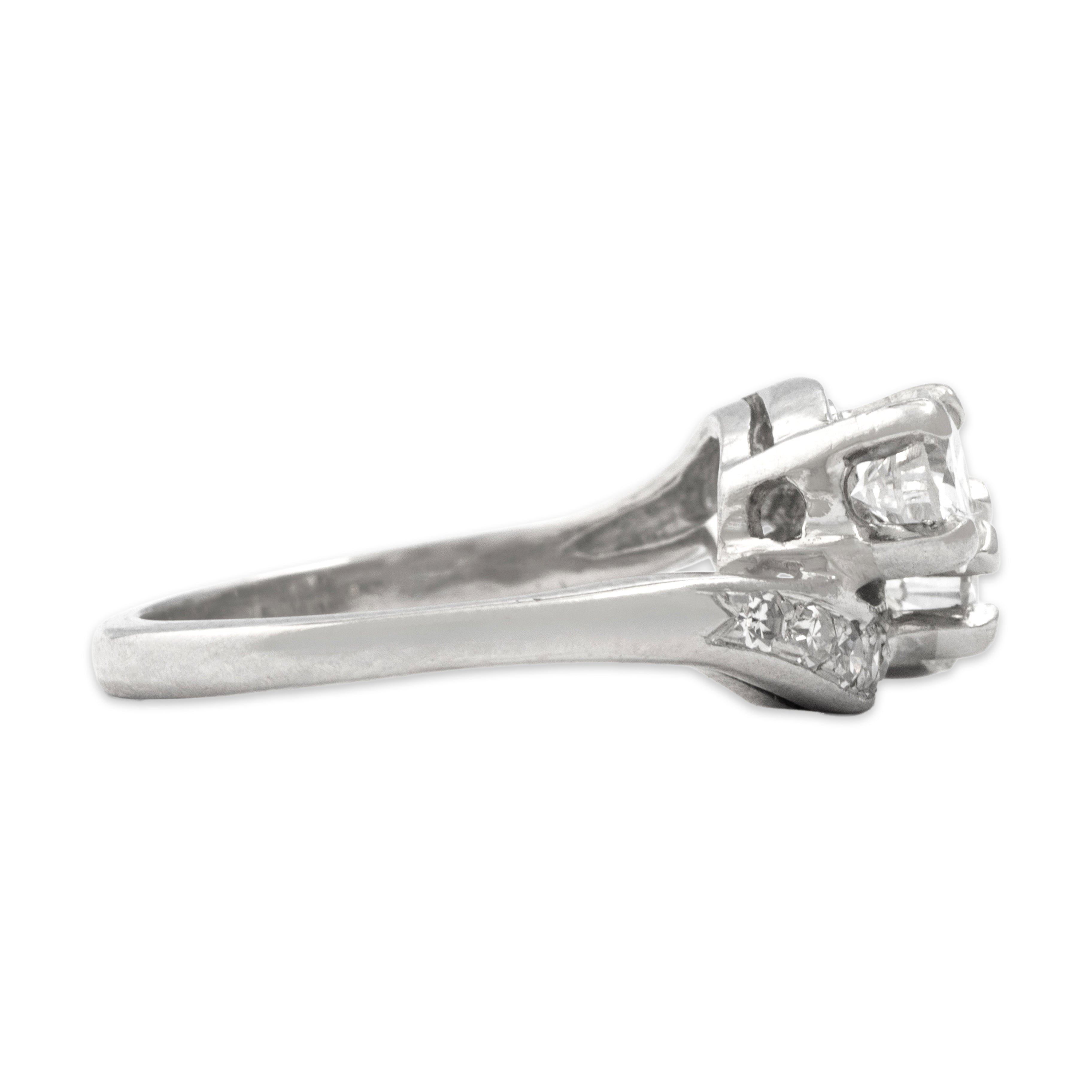 Vintage Platinum 1.02cttw Diamond Stunning Toi Et Moi Ring - Side view