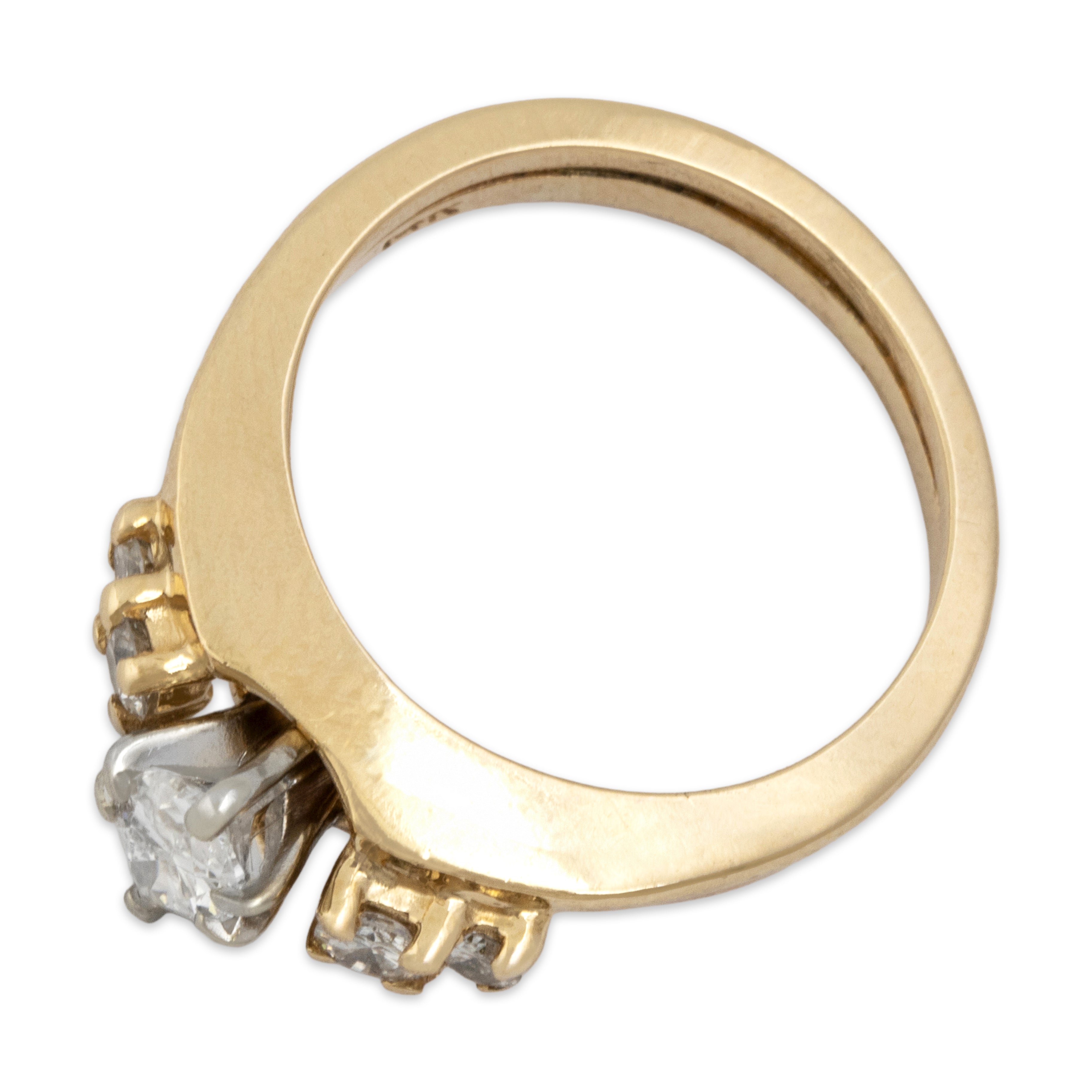 Vintage 14k Yellow Gold Diamond Marquise Ring - Overall view